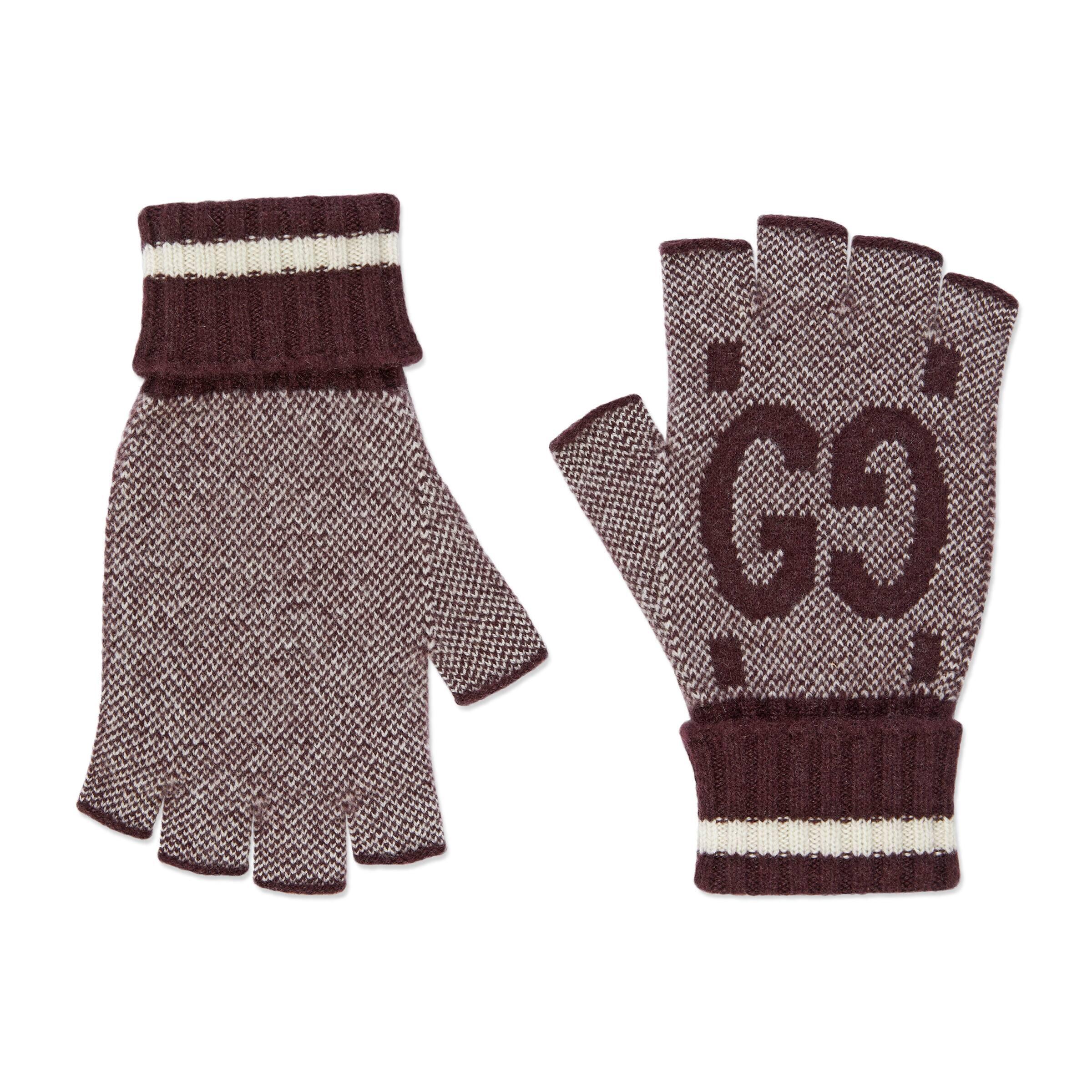 Gucci GG Cashmere Fingerless Gloves in Brown for Men Lyst