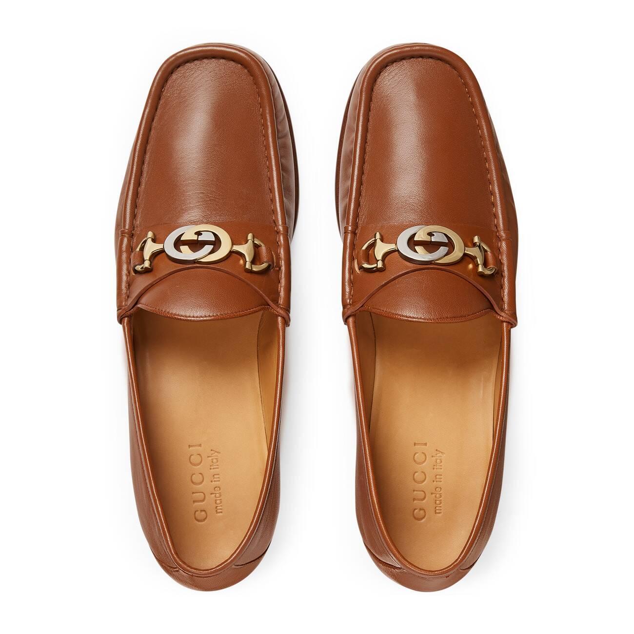 Gucci Leather Loafers With Interlocking G Horsebit in Brown for Men - Lyst