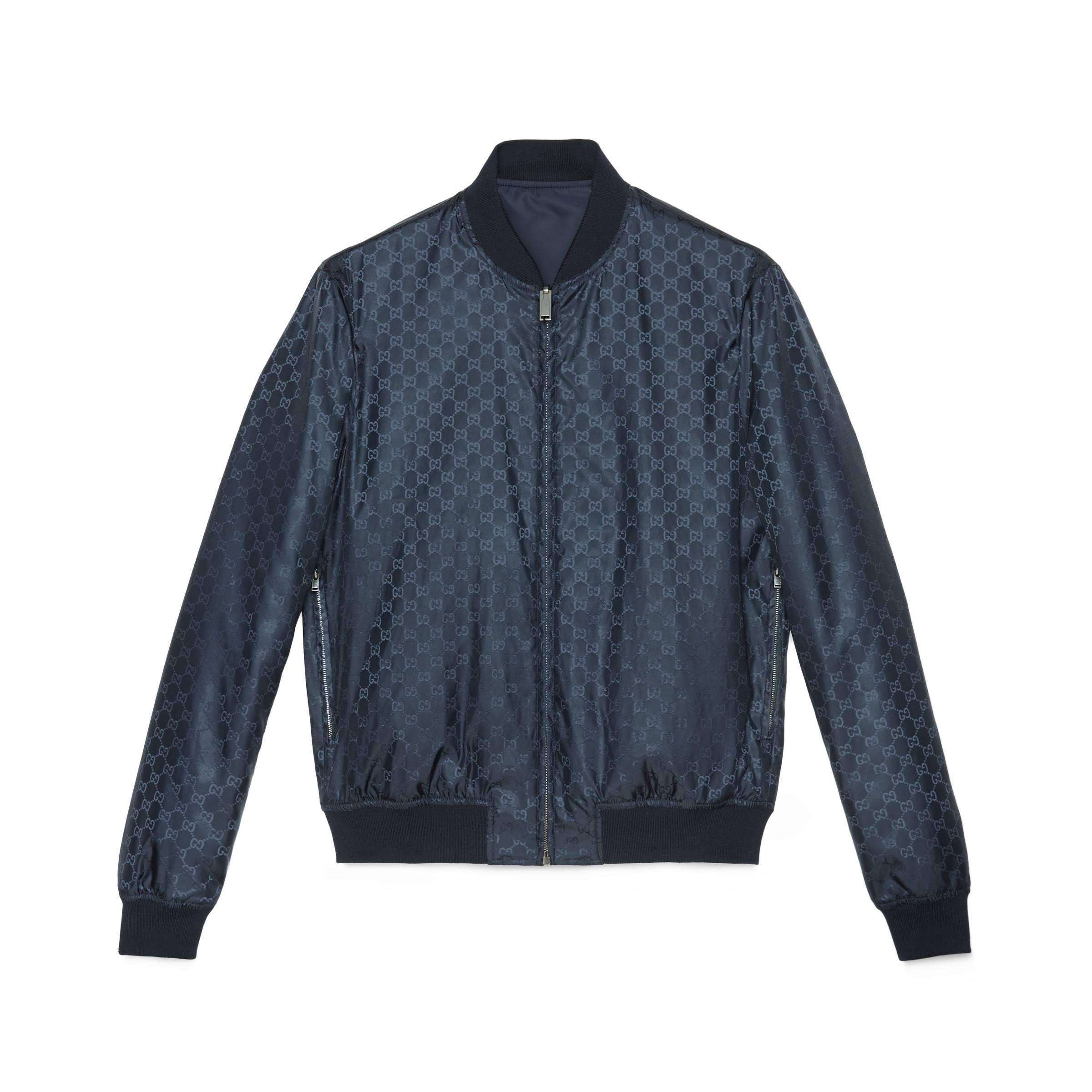 Blouson aviateur réversible en nylon à motif jacquard GG Gucci pour homme  en coloris Bleu | Lyst