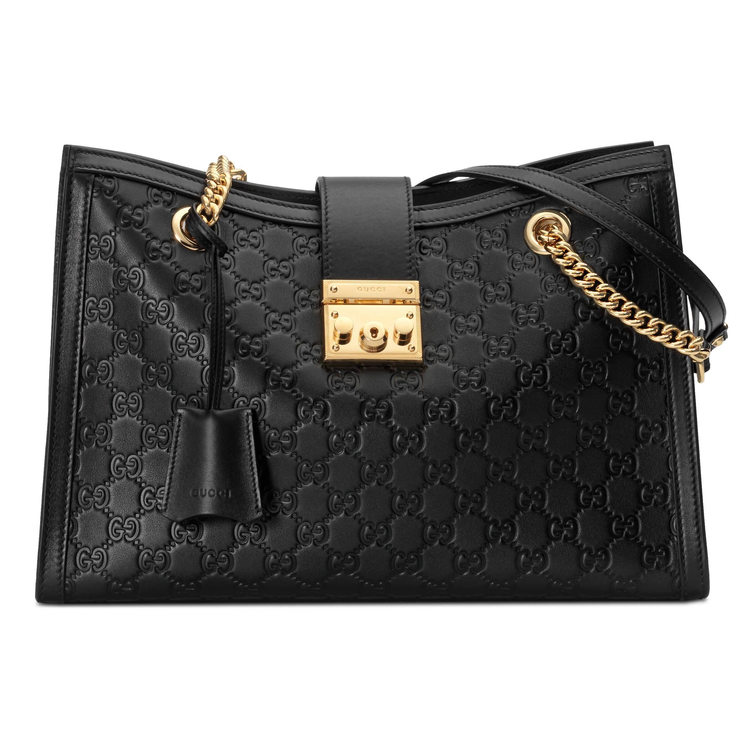 Gucci Padlock Signature Medium Shoulder Bag in Black | Lyst