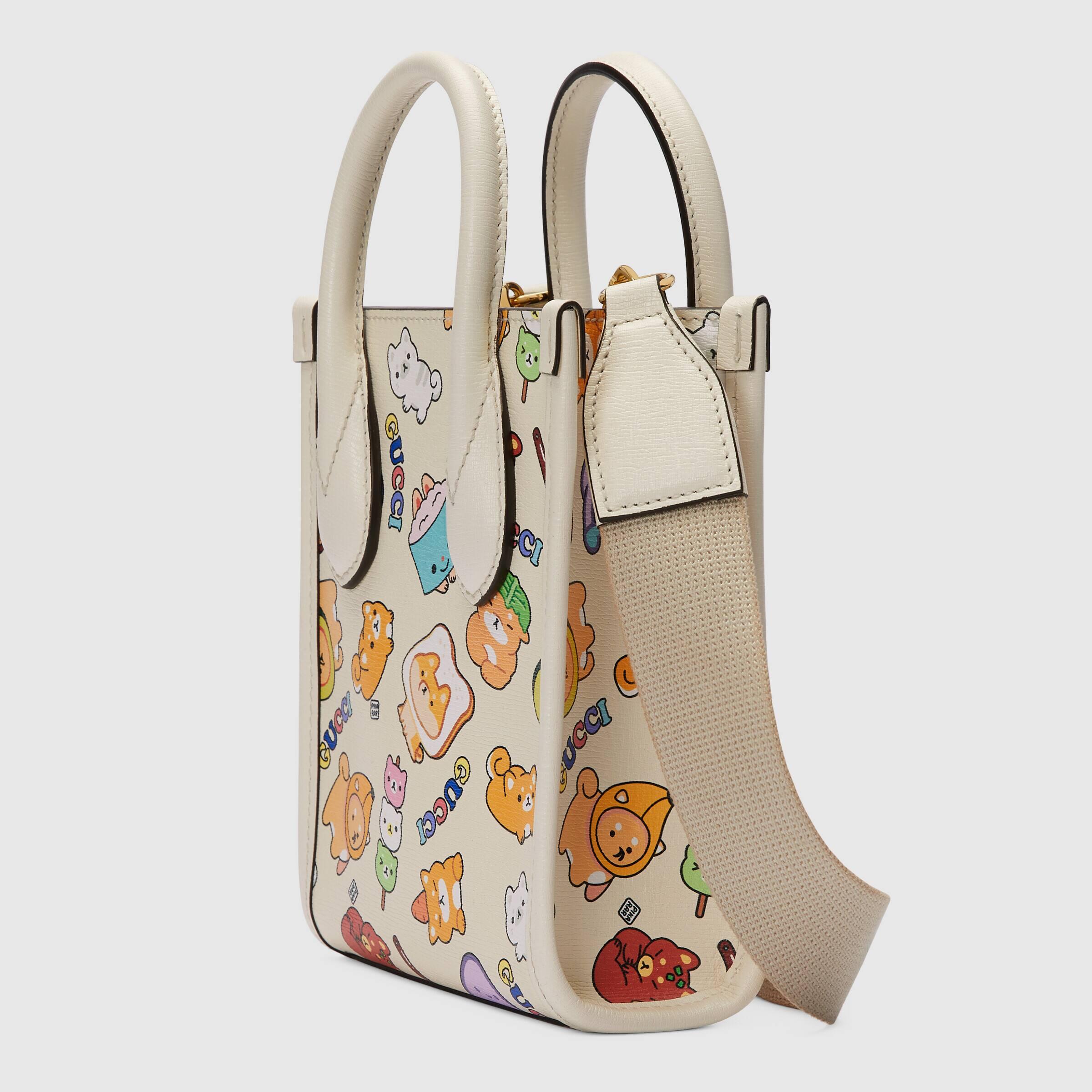 Gucci Animal Print Mini Tote Bag in White for Men | Lyst