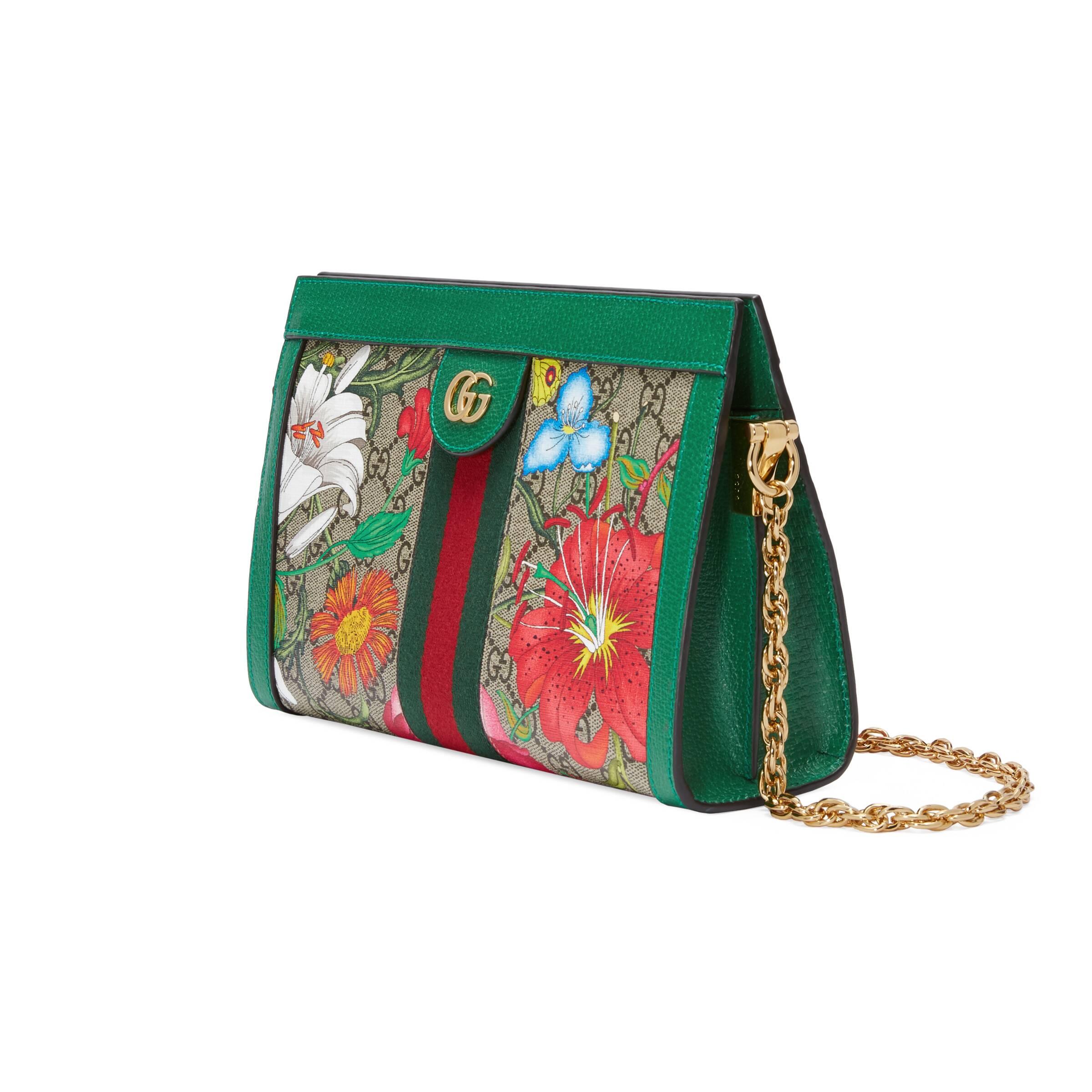 Gucci Mini Ophidia GG Flora Round Shoulder Bag in Yellow –