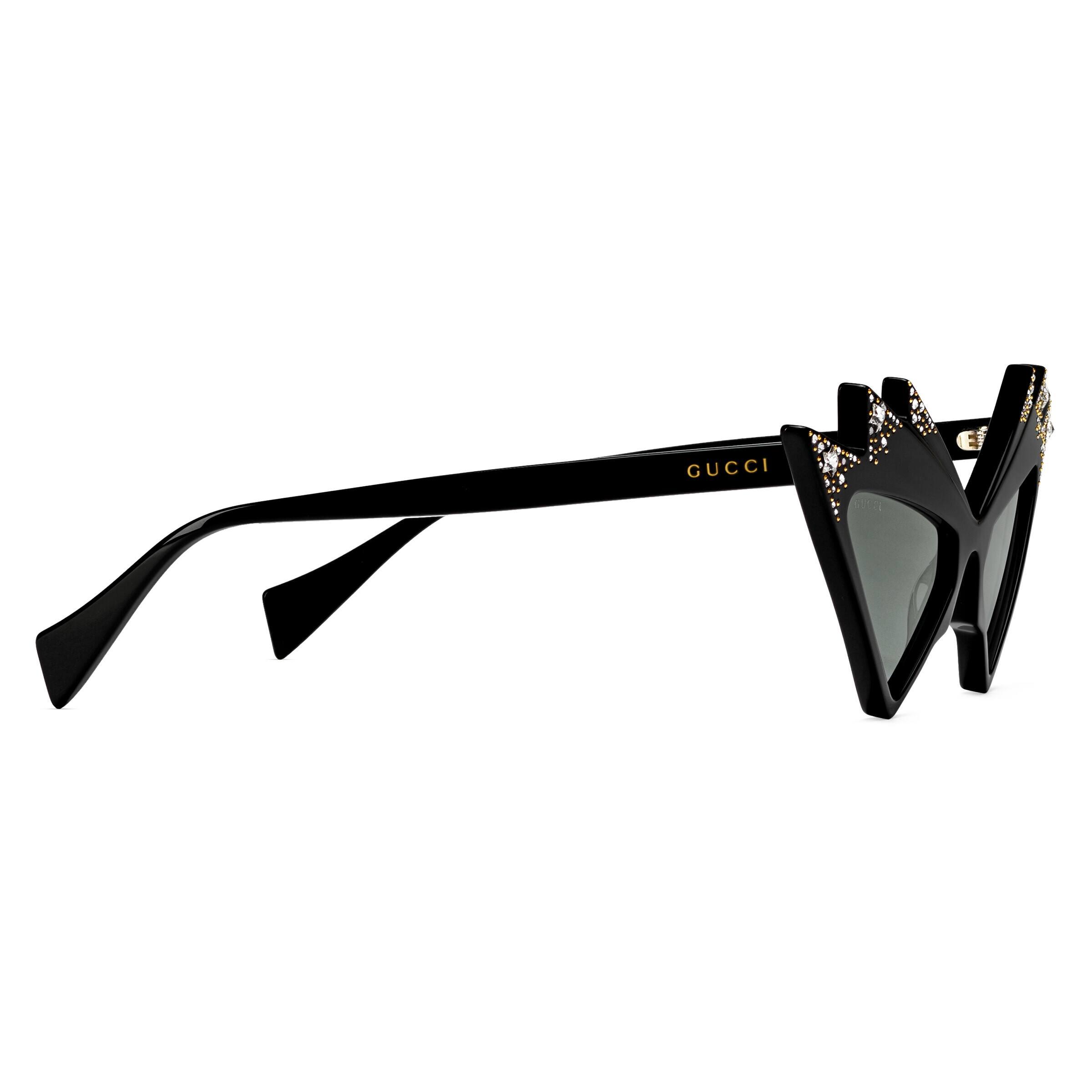 Gucci Cat-eye Frame Sunglasses With Crystals in Black | Lyst