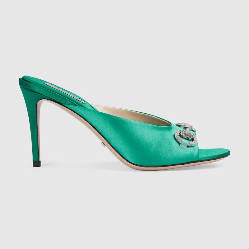 Gucci Horsebit Mid heel Slide Sandal in Green Lyst Canada