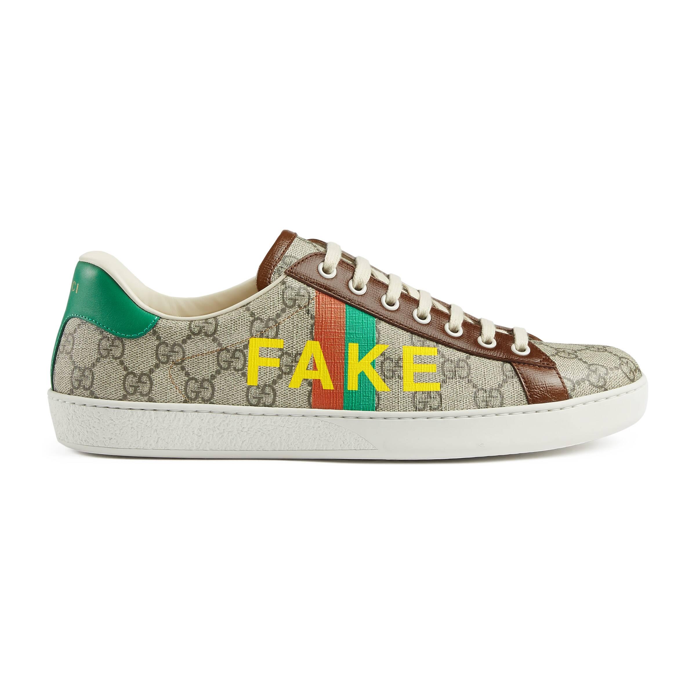 Gucci Canvas 'fake/not' Print Sneaker in Beige (Natural) - Lyst