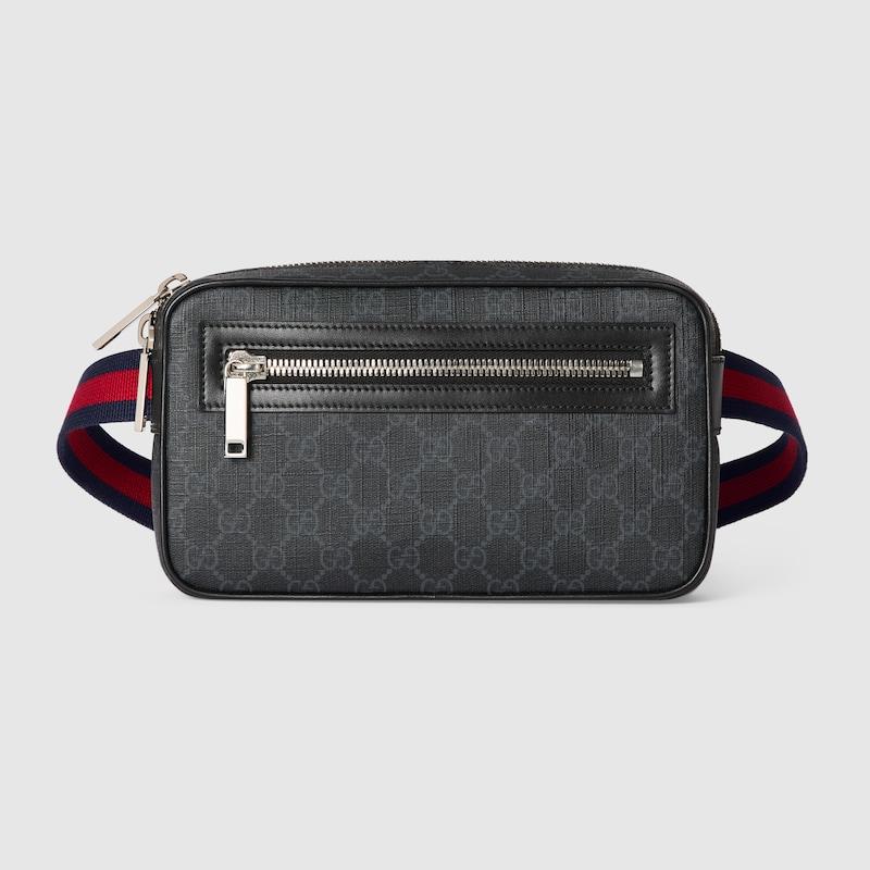 Gucci メンズ ジップポケット付き Gg ベルトバッグ, ブラック 
