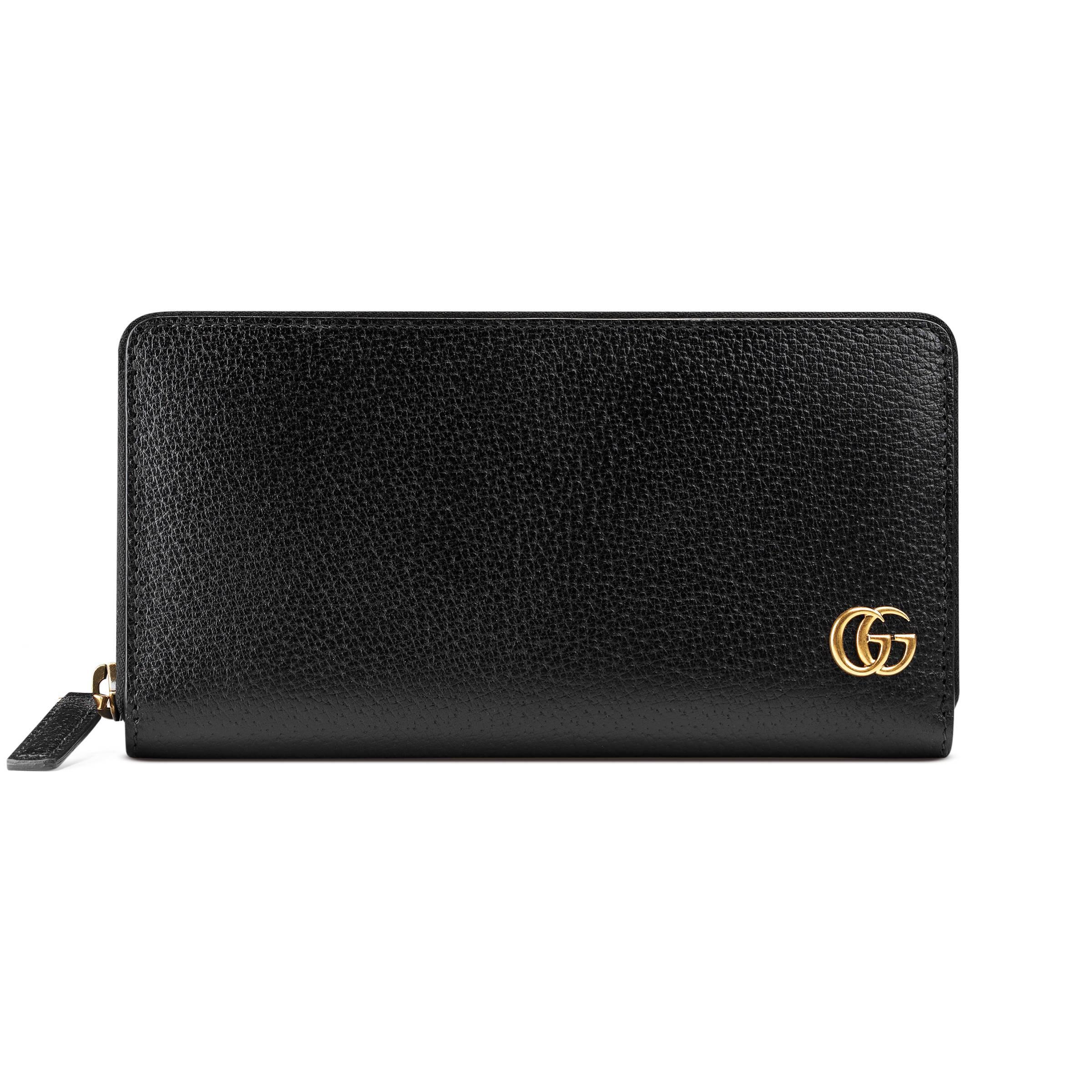 Gucci GG Marmont Leather Zip Around Wallet in Black for Men - Lyst