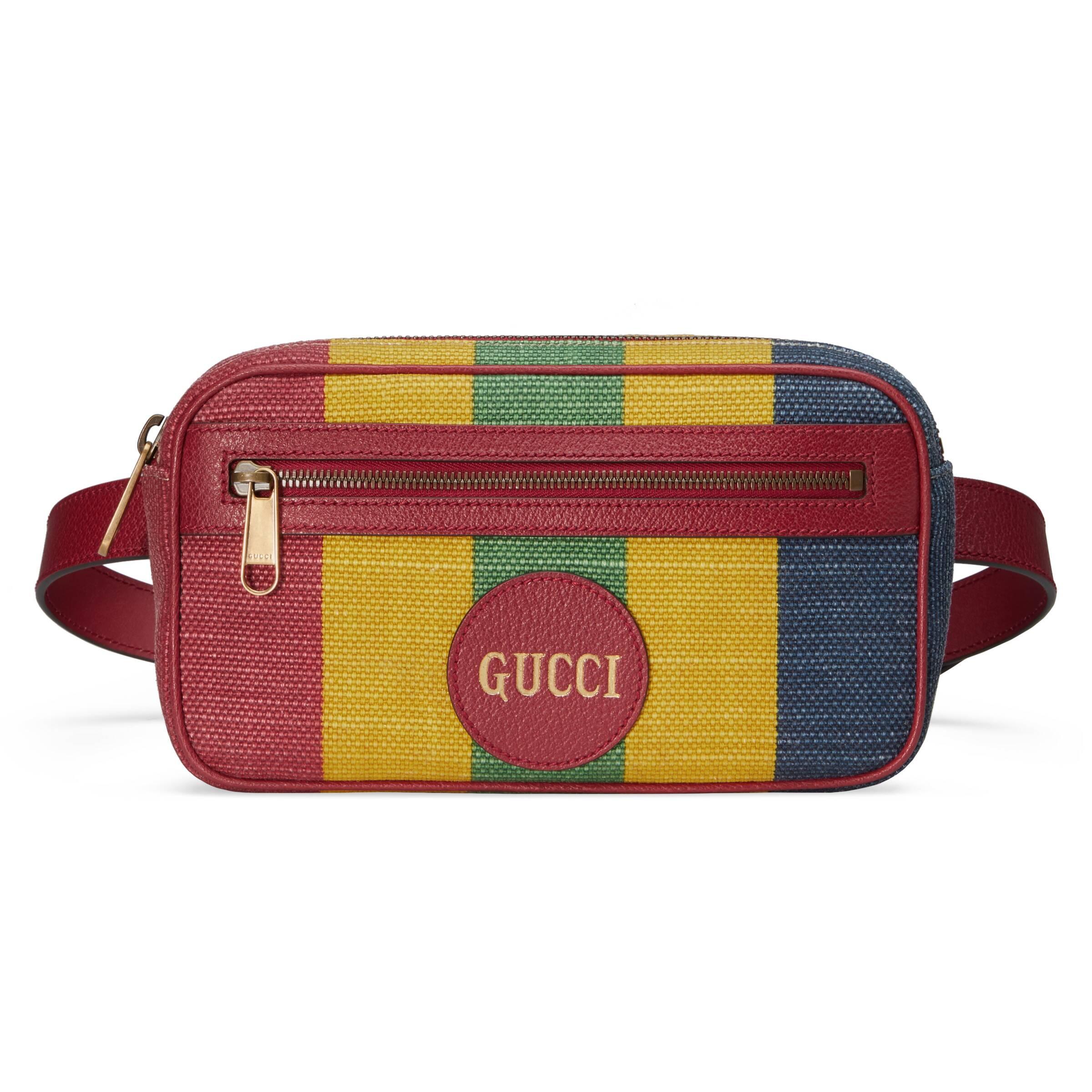 Gucci Baiadera Stripe Canvas Belt Bag in Yellow for Men