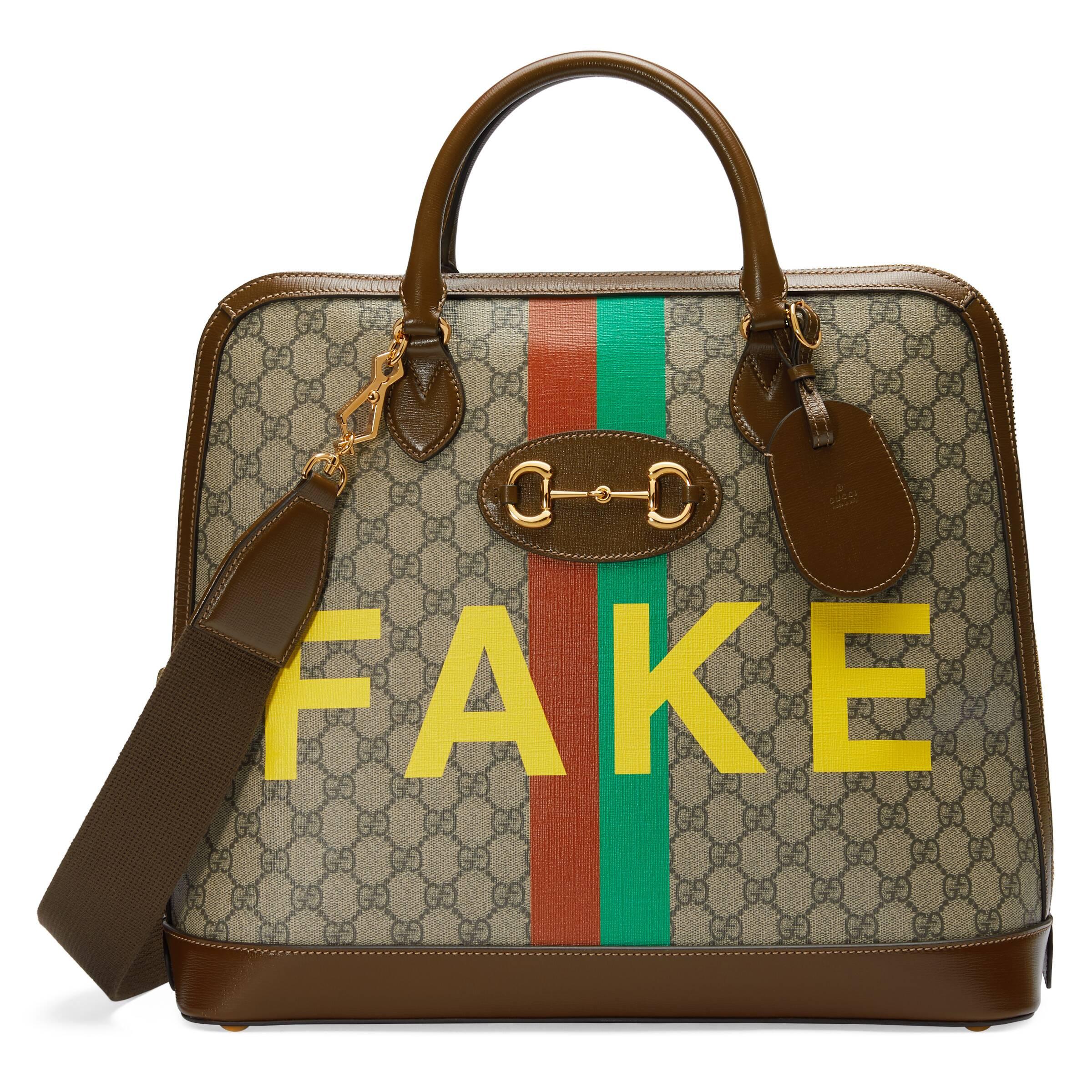 Gucci 'fake/not' Small Duffle Bag in Natural for Men | Lyst