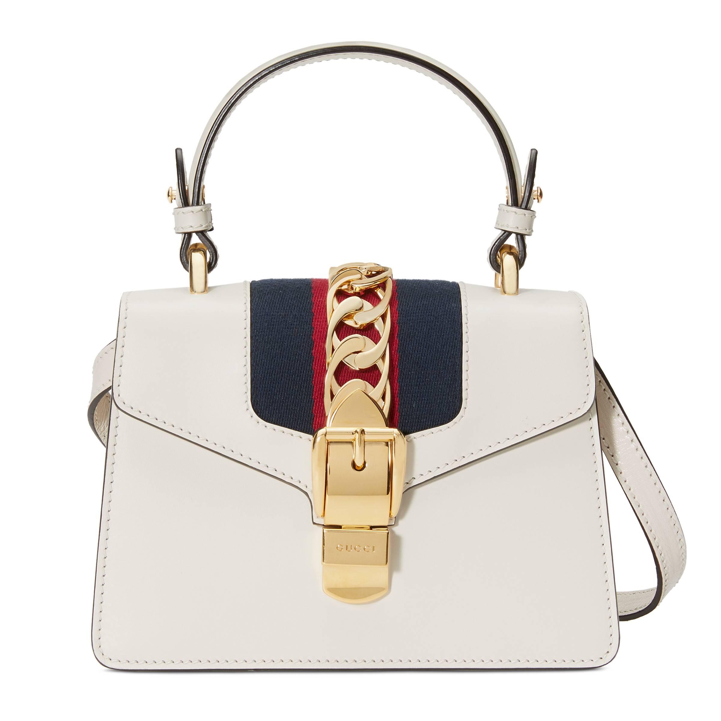 Gucci Sylvie Leather Mini Bag in White - Lyst