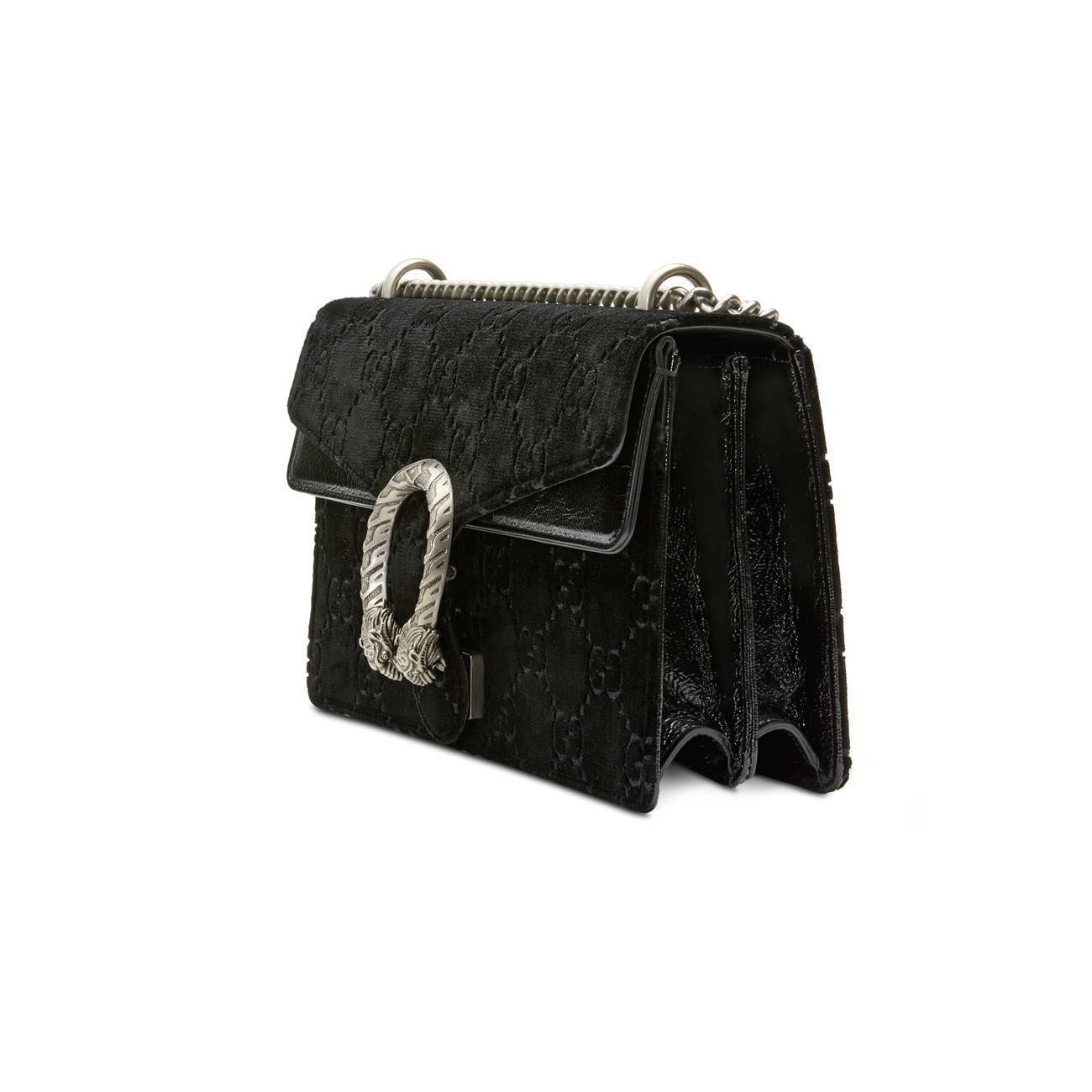 Gucci Dionysus GG Velvet Small Shoulder Bag in Black | Lyst