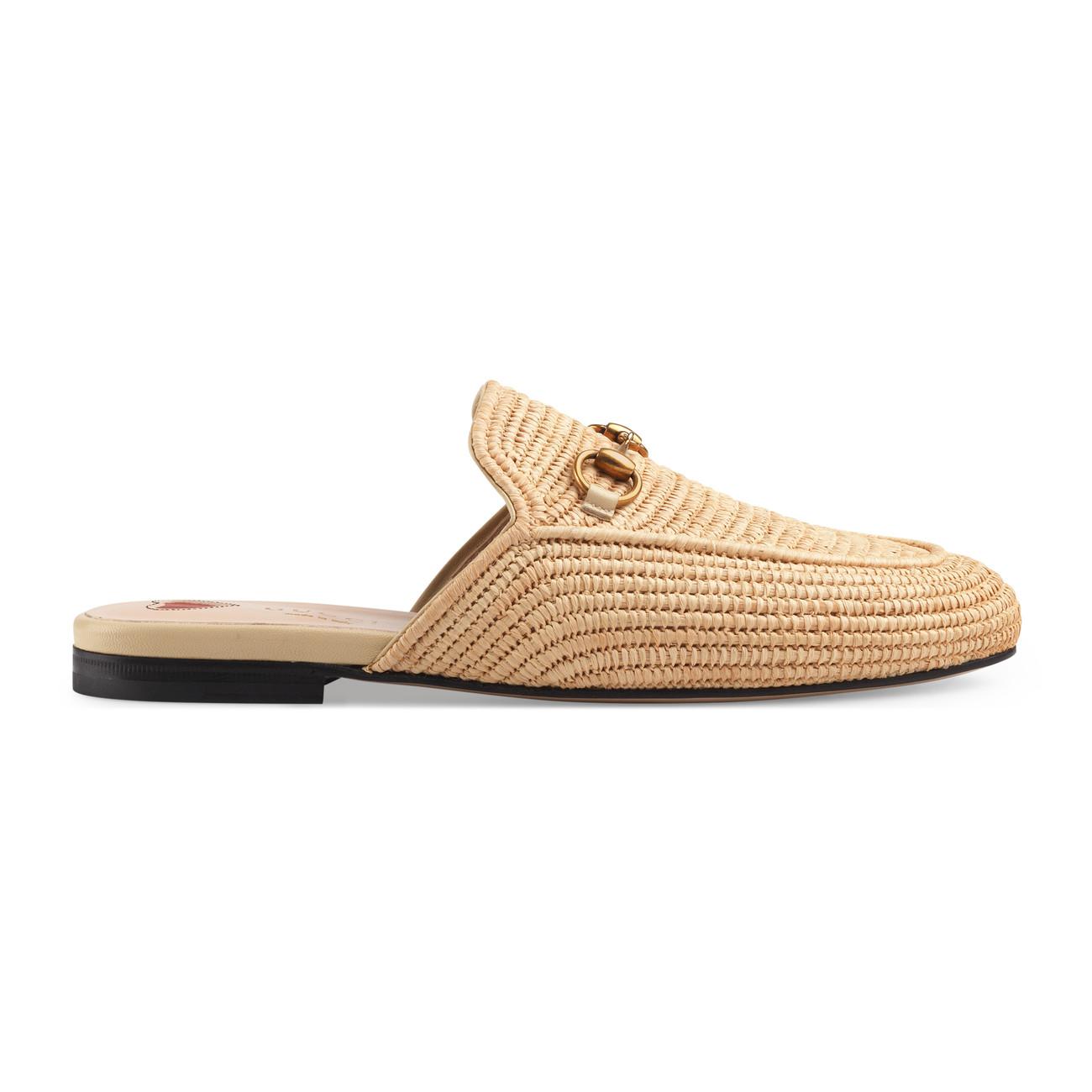 Gucci princetown raffia best sale slipper