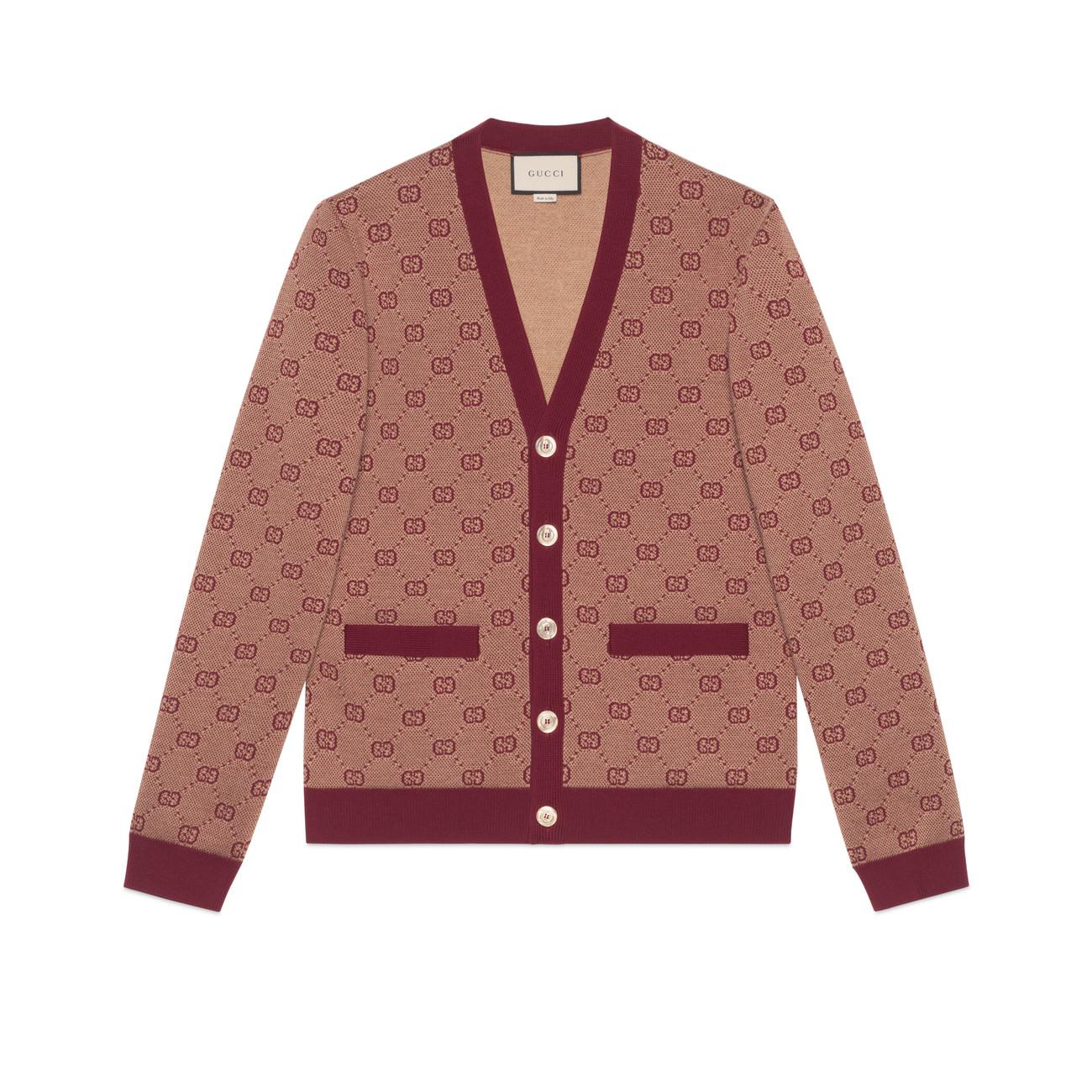 Gucci Wool GG Jacquard Knit Cardigan in White for Men Lyst