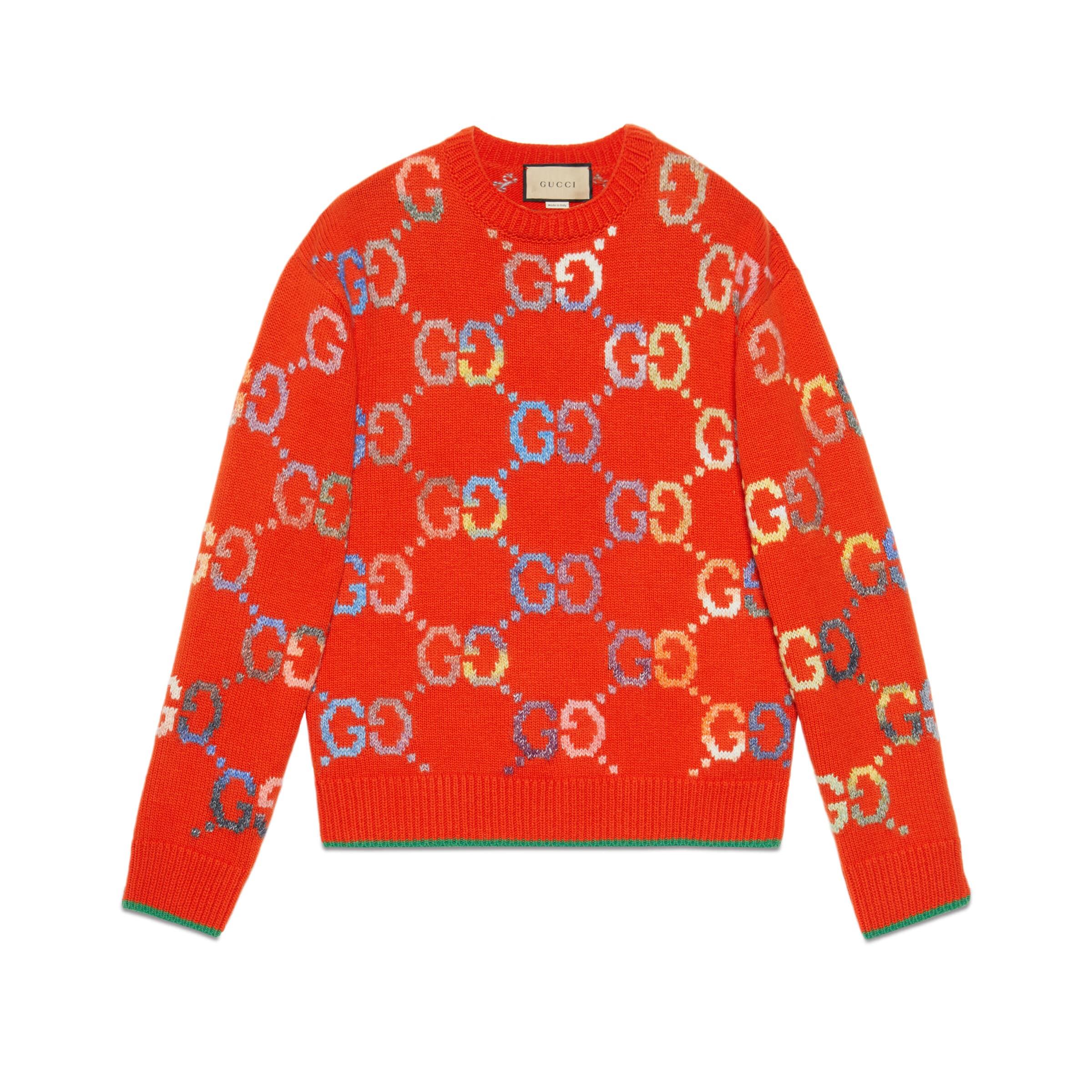 Gucci GG Wool Jacquard Jumper in Red for Men | Lyst