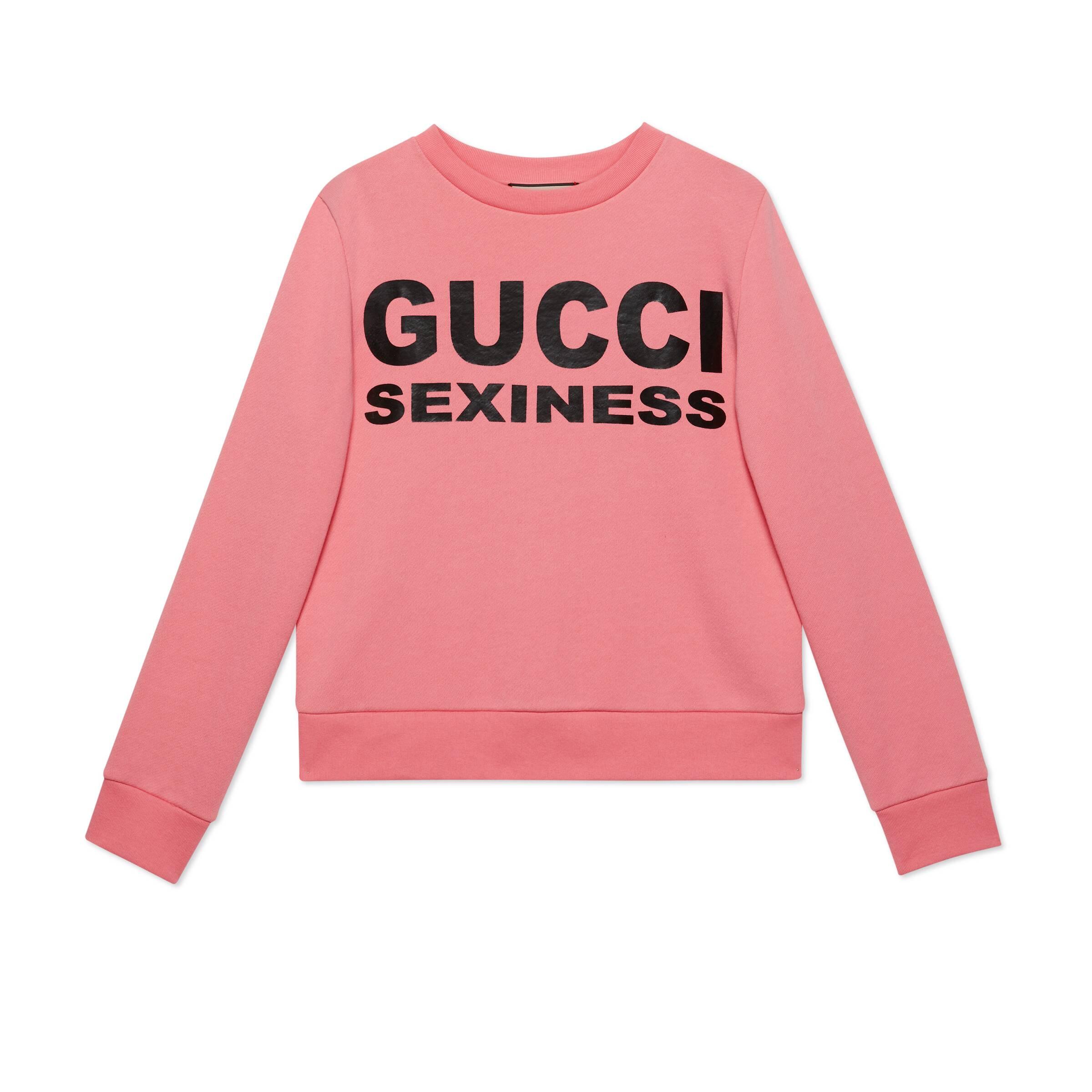 Gucci Sexiness Print Sweatshirt in Pink | Lyst
