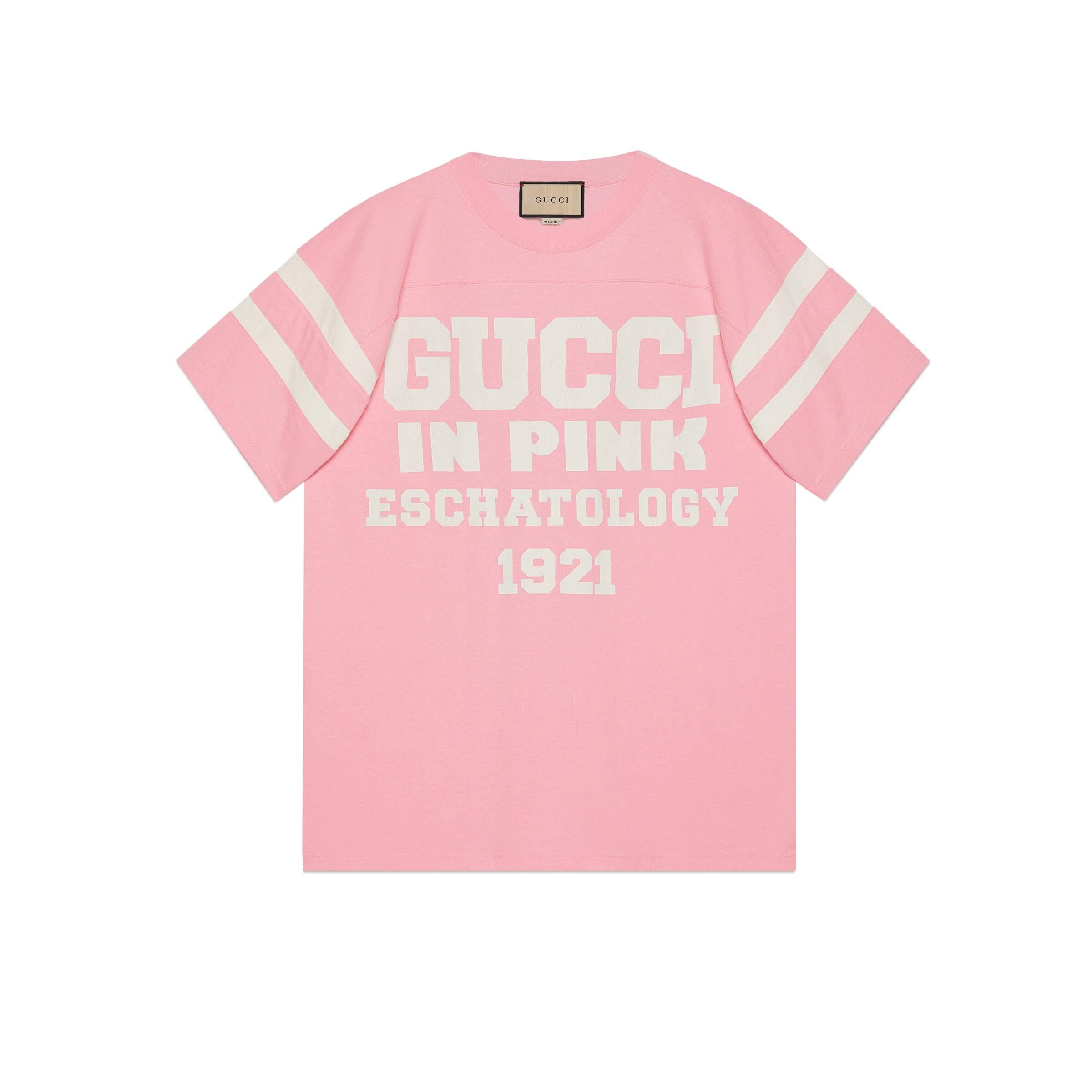 pink and white gucci shirt