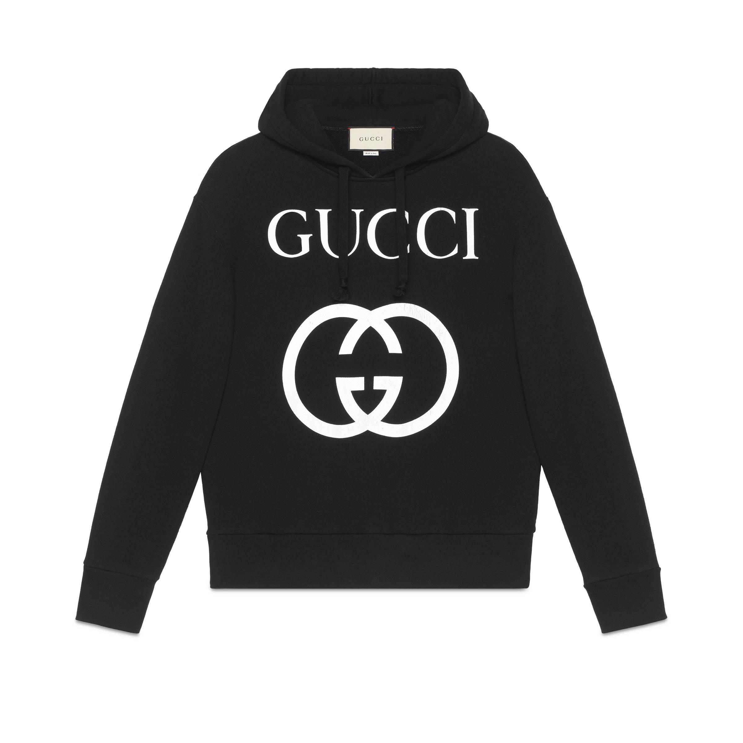 Gucci Gg Loop-back Cotton Hooded Sweatshirt in Black for Men - Save 30% ...
