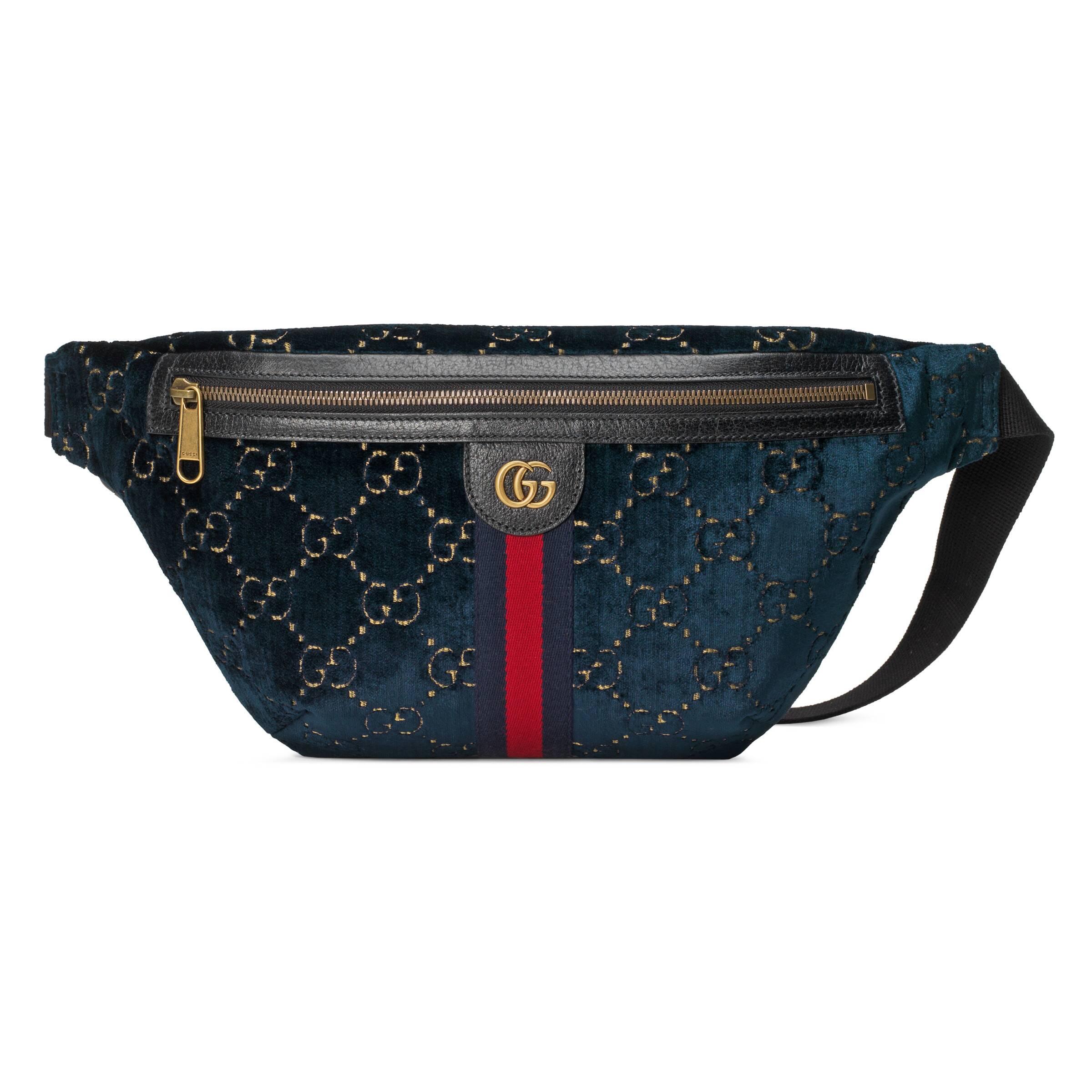 Sac ceinture en velours GG Gucci pour homme en coloris Bleu | Lyst