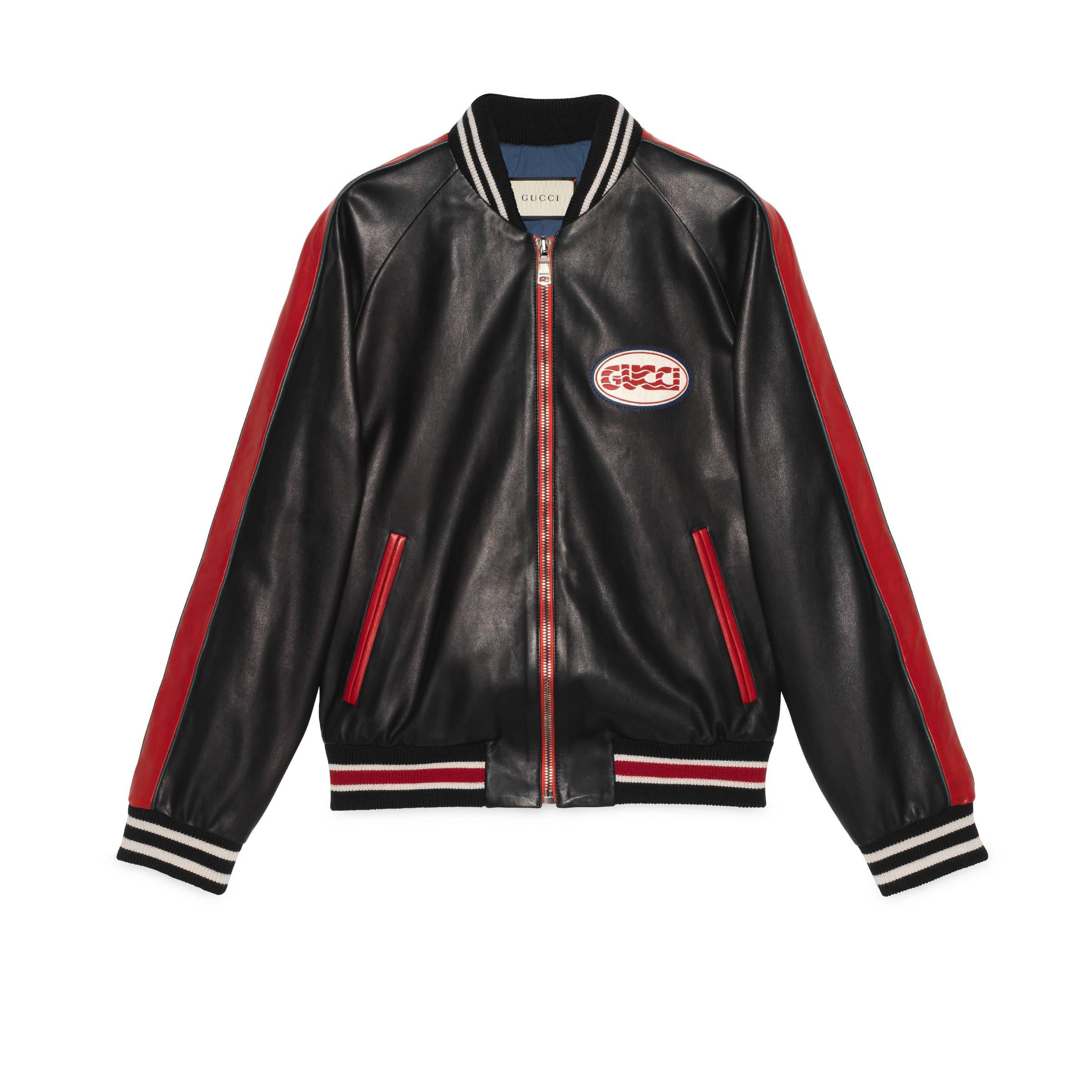 gucci leather bomber