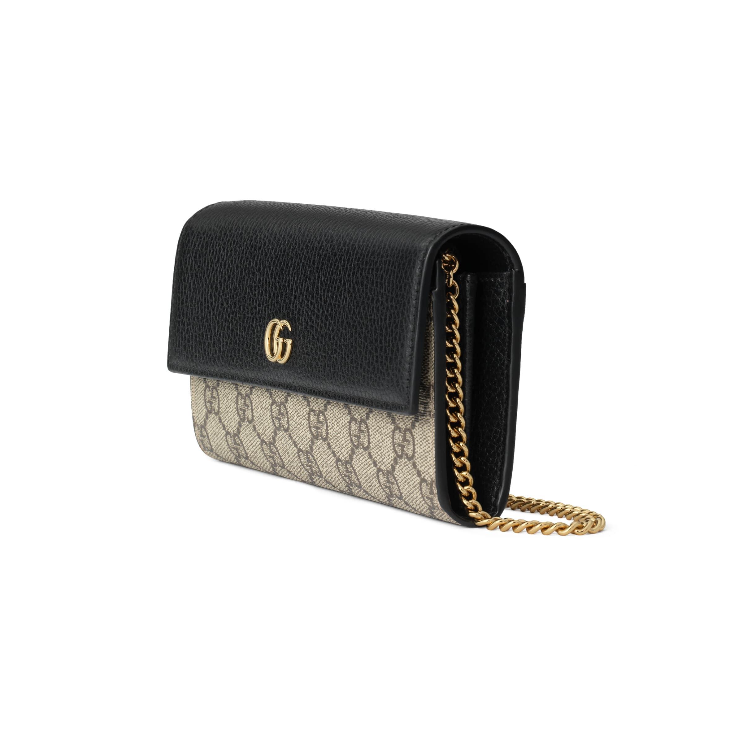 Gucci GG Marmont Chain Wallet in Natural | Lyst