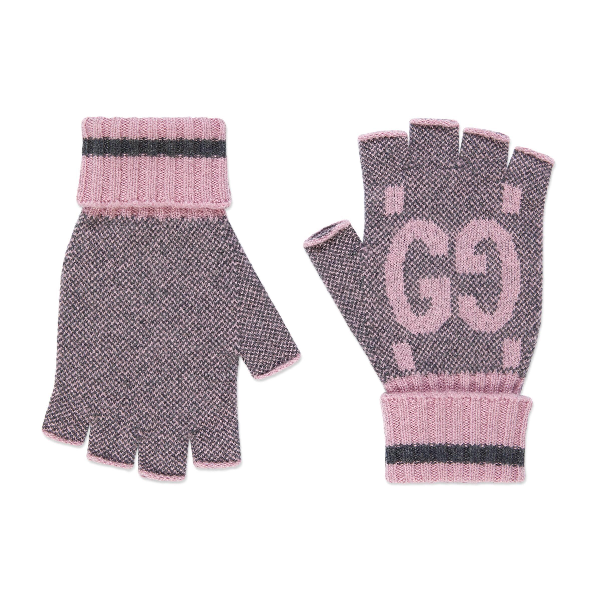 Gucci GG Cashmere Fingerless Gloves in Purple Lyst