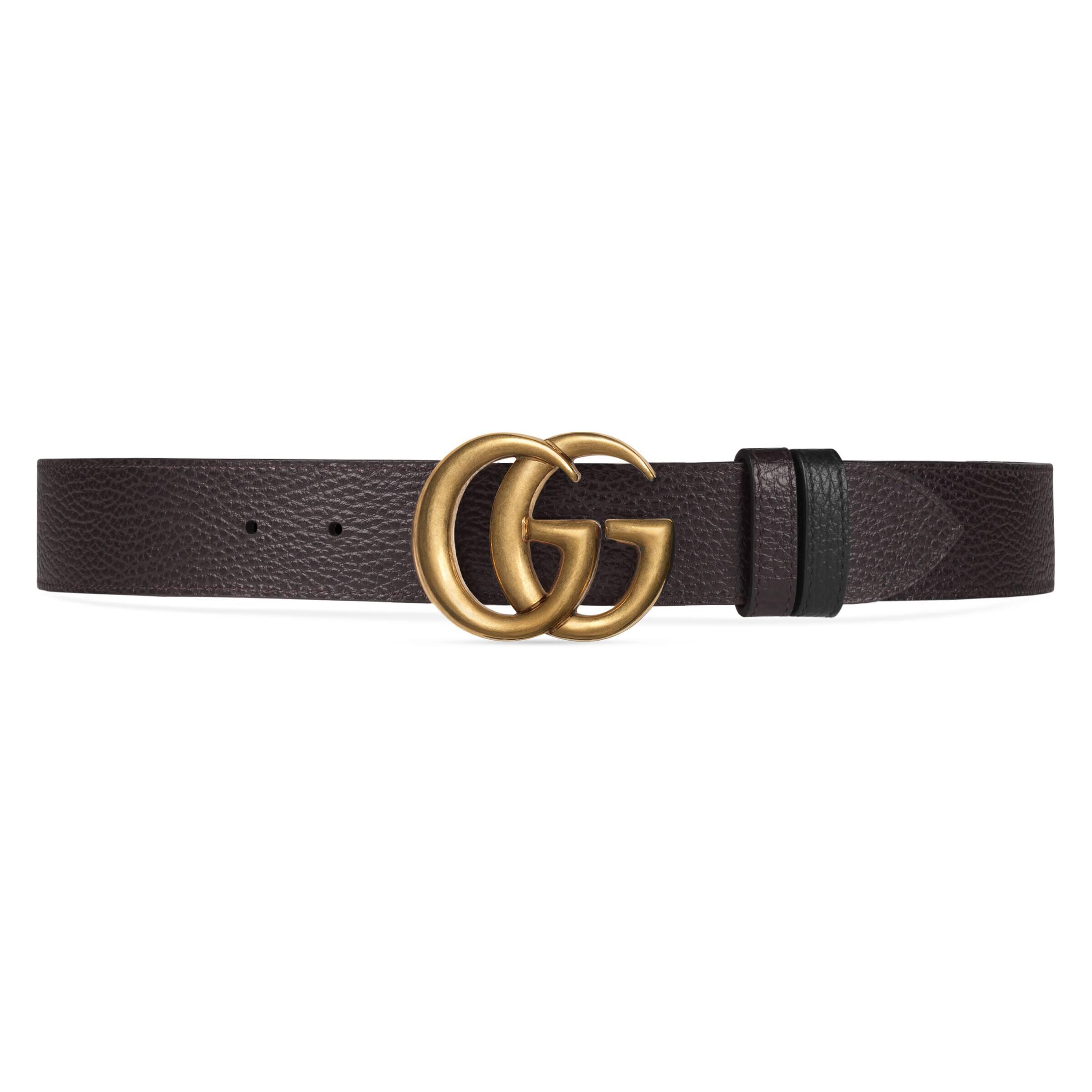 Gucci Reversible Leather Belt With Double G Buckle in Black for Men | Lyst