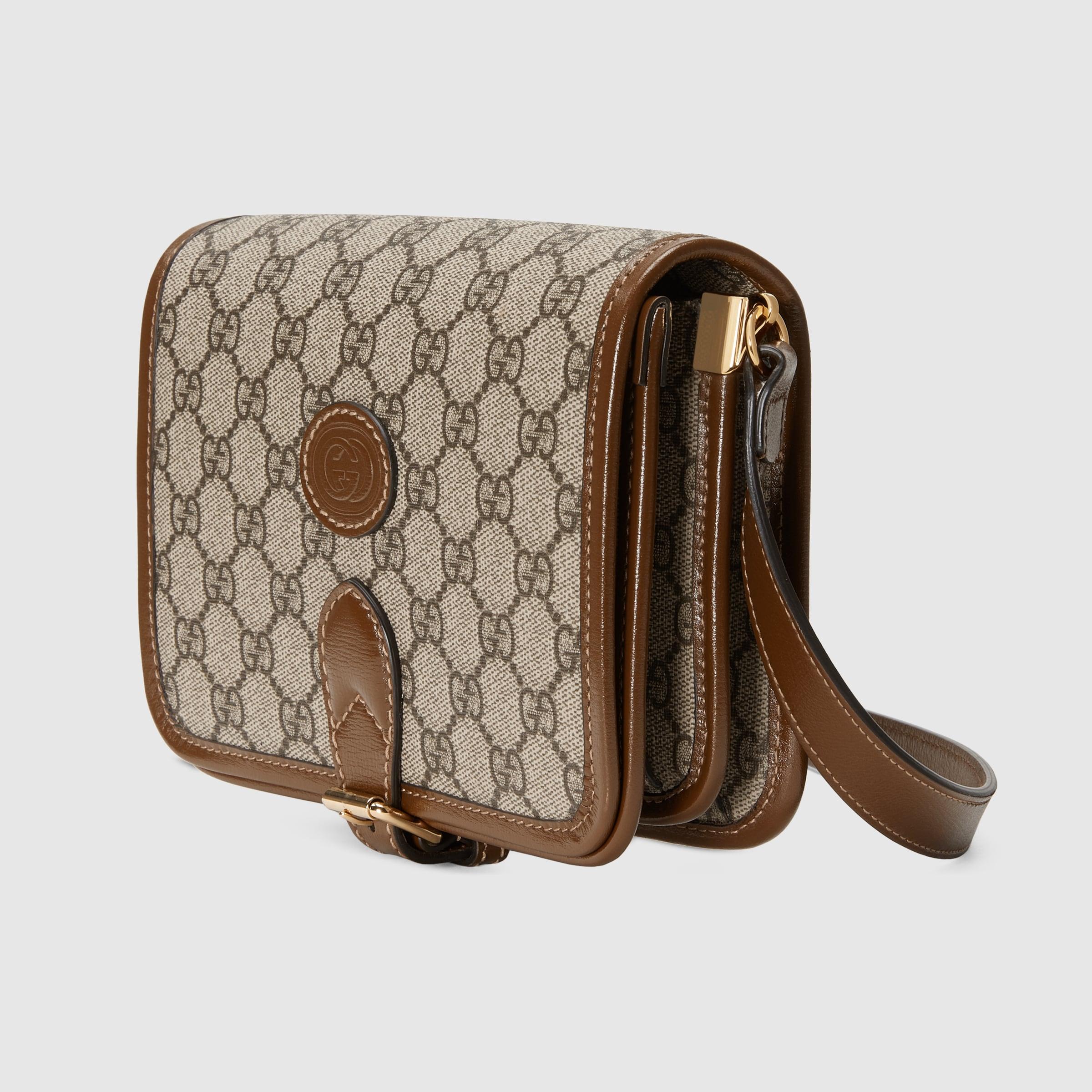 Gucci Messenger Bag With Interlocking G In Beige And Ebony
