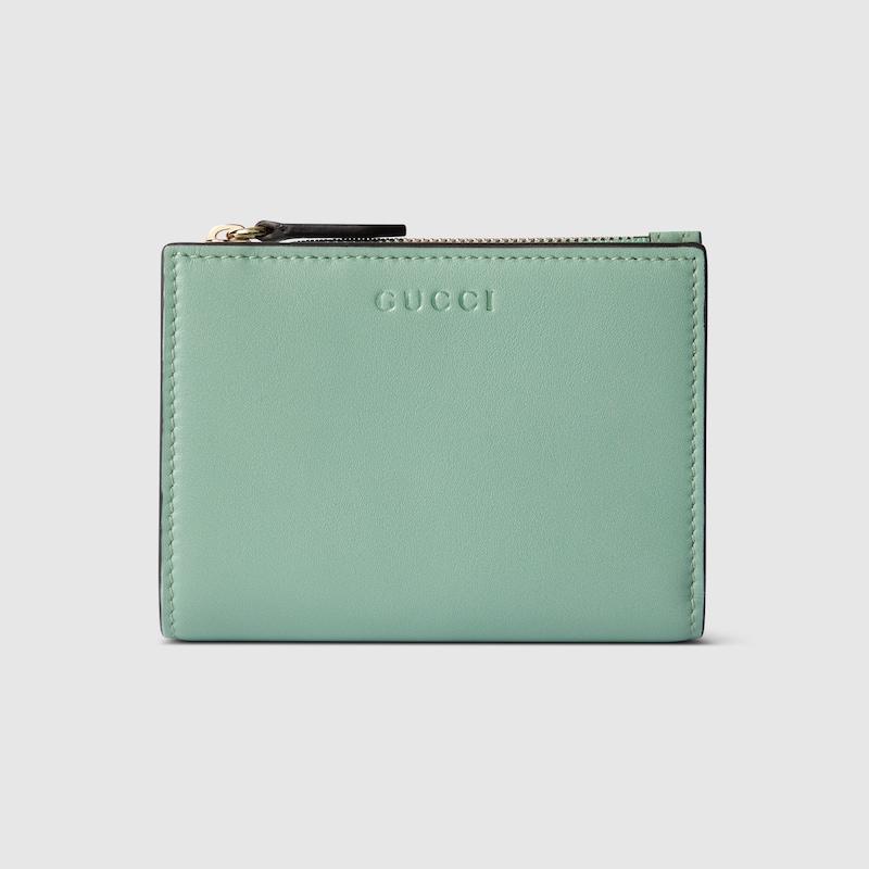Gucci 〔Ggエンブレム〕ミディアム ジップウォレット, グリーン