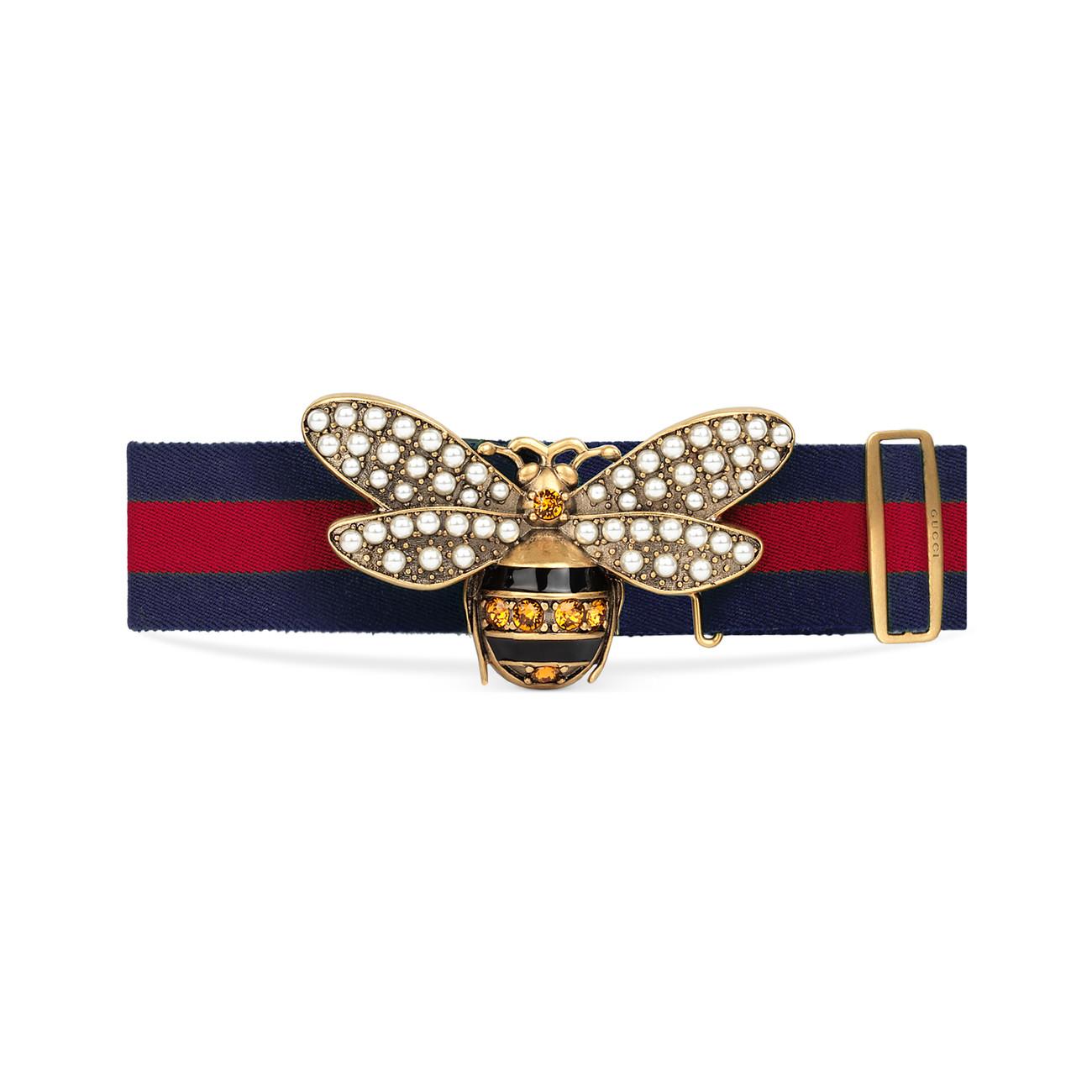 Gucci Web Belt With Bee - Lyst