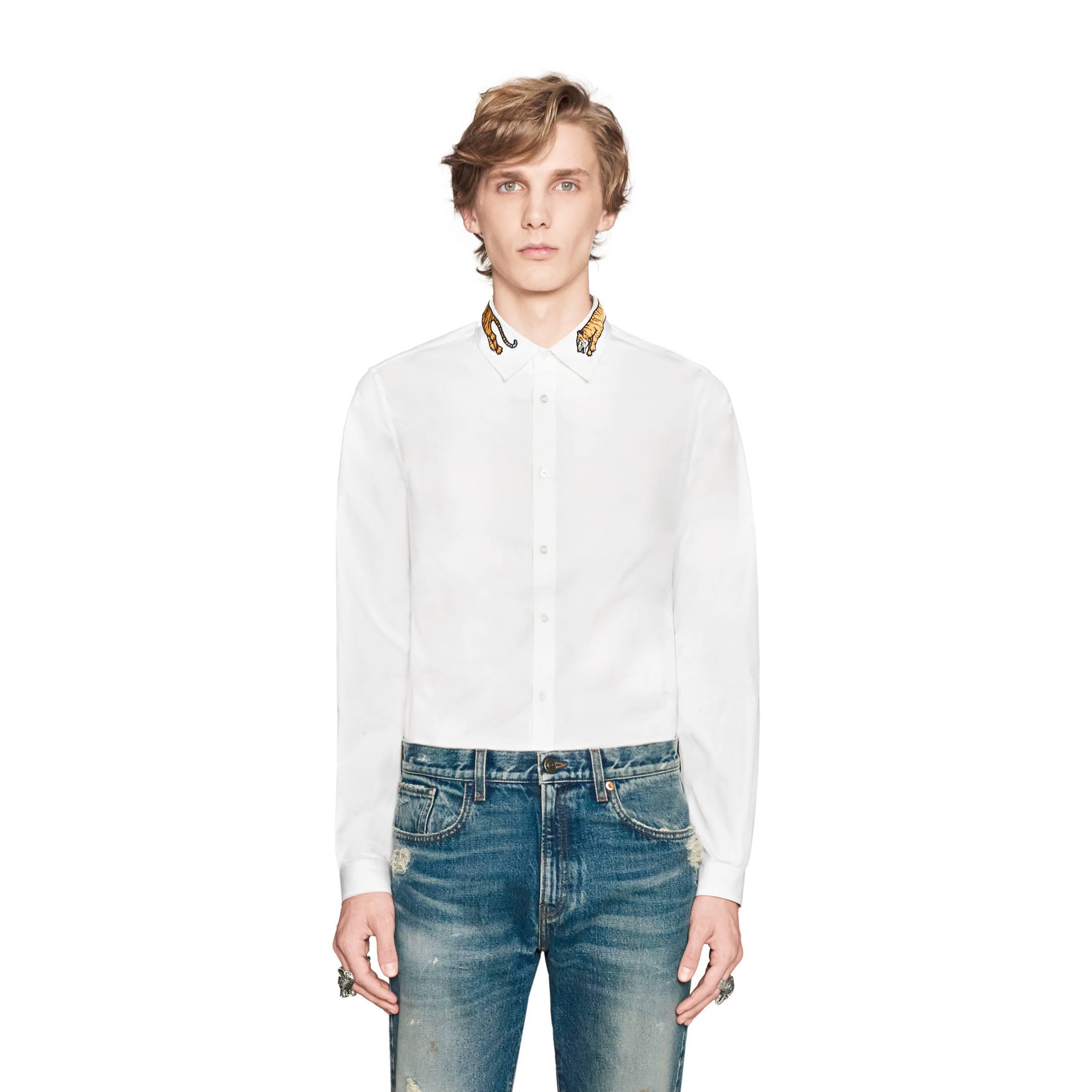 Gucci camicia in seta con stampa tigri - nero - Stileo.it