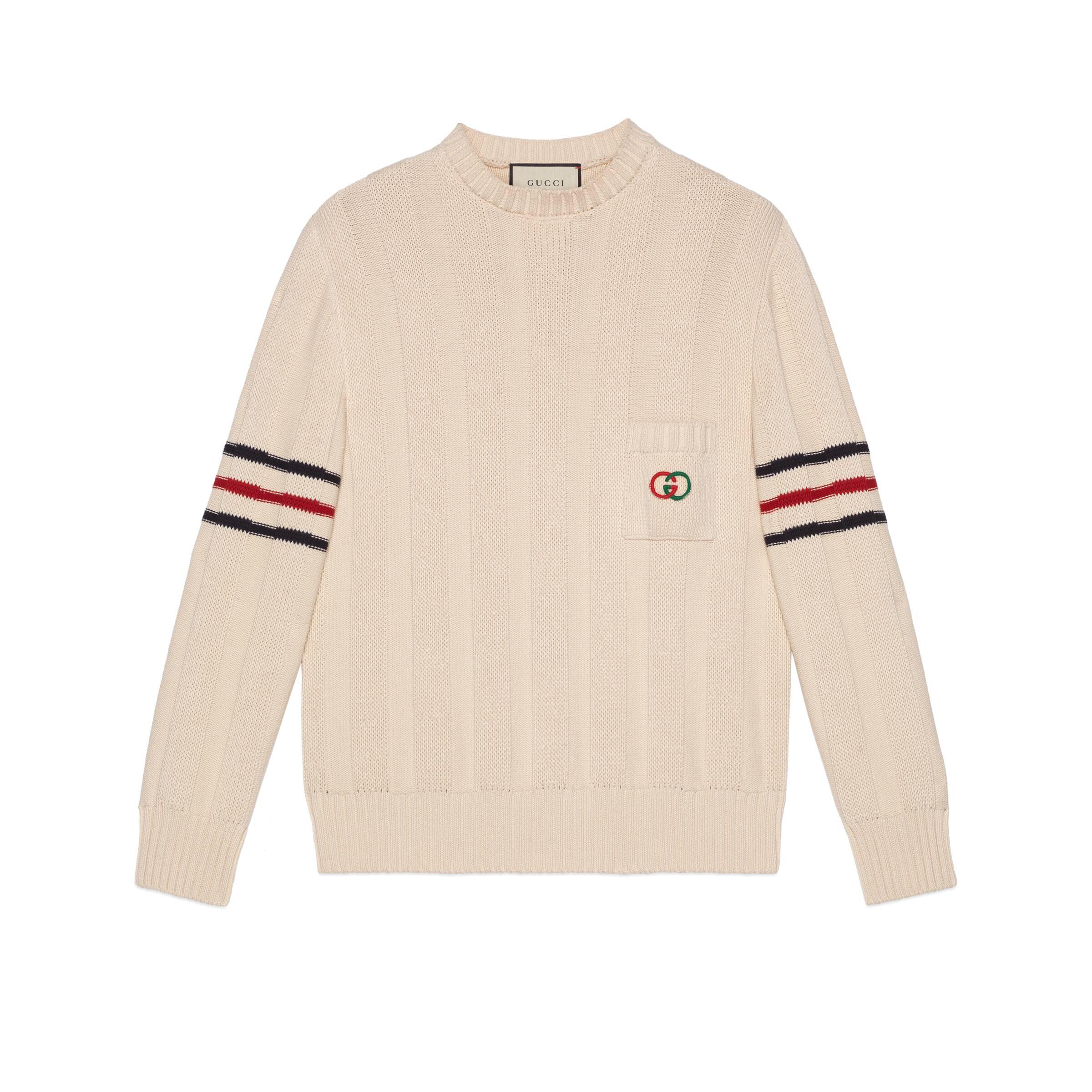 Gucci Knit Cotton Jumper With Interlocking G in White for Men | Lyst