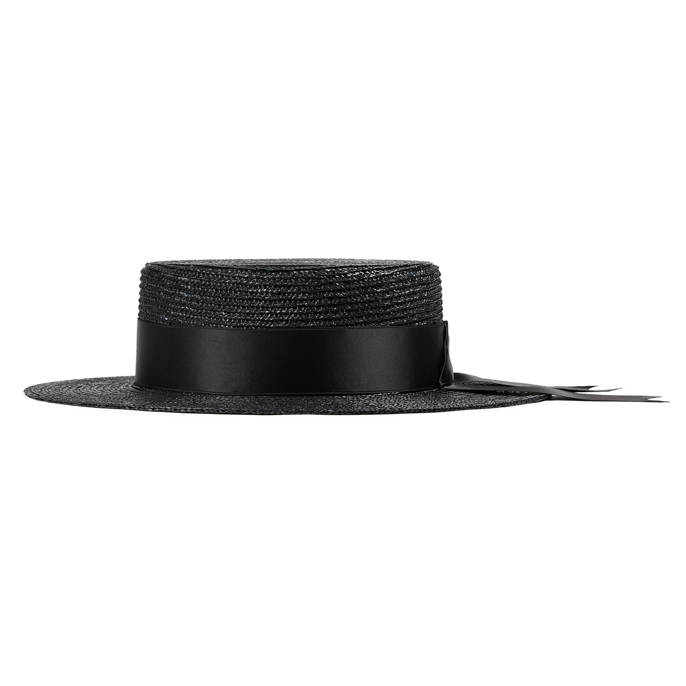 Gucci Straw Hat With Bow in Black | Lyst