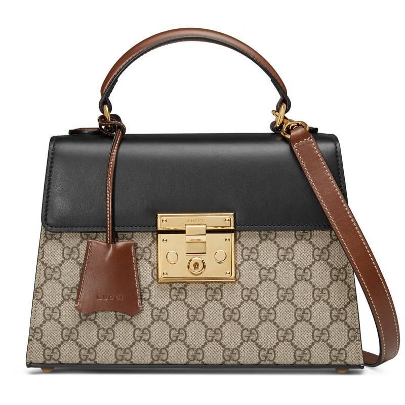 Gucci Padlock GG Supreme Top Handle Bag in Black | Lyst