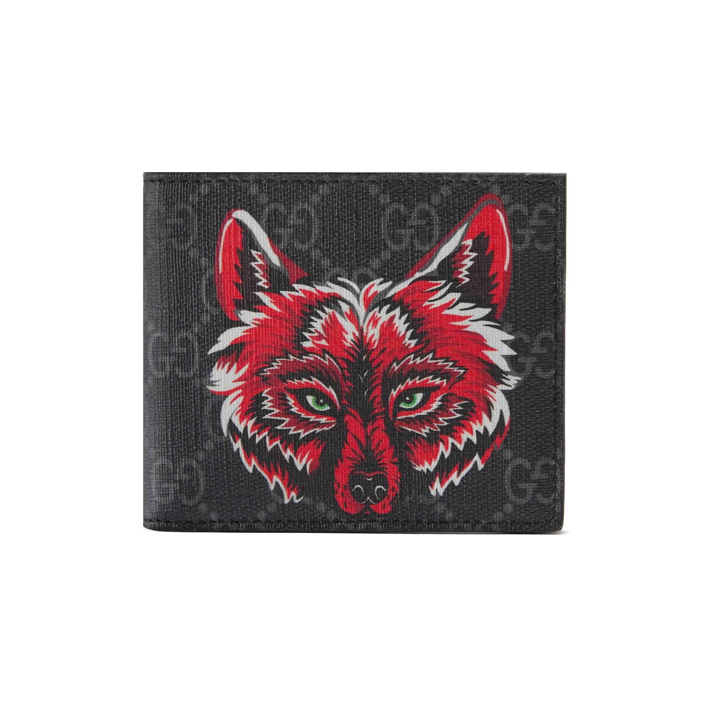 Portafoglio GG Supreme con lupo da Uomo di Gucci in Nero Lyst