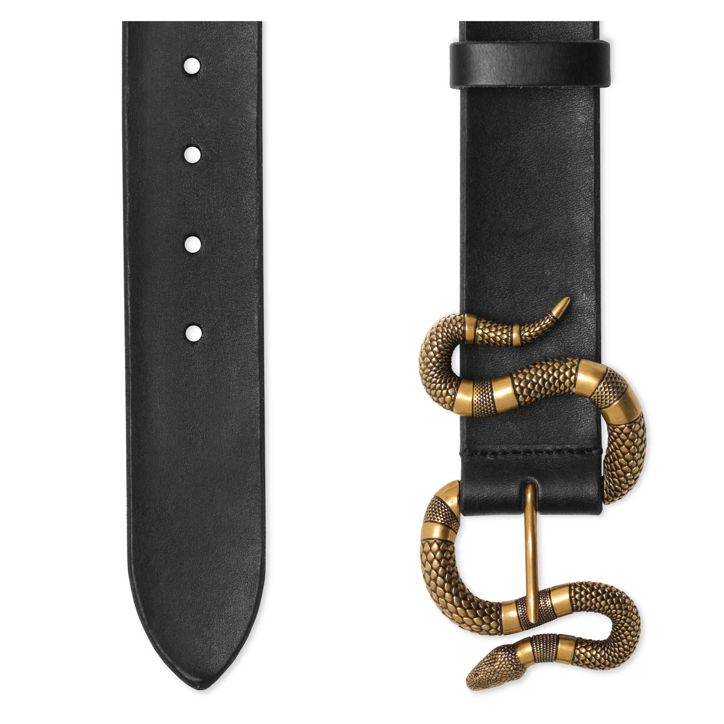 leather belt with snake buckle