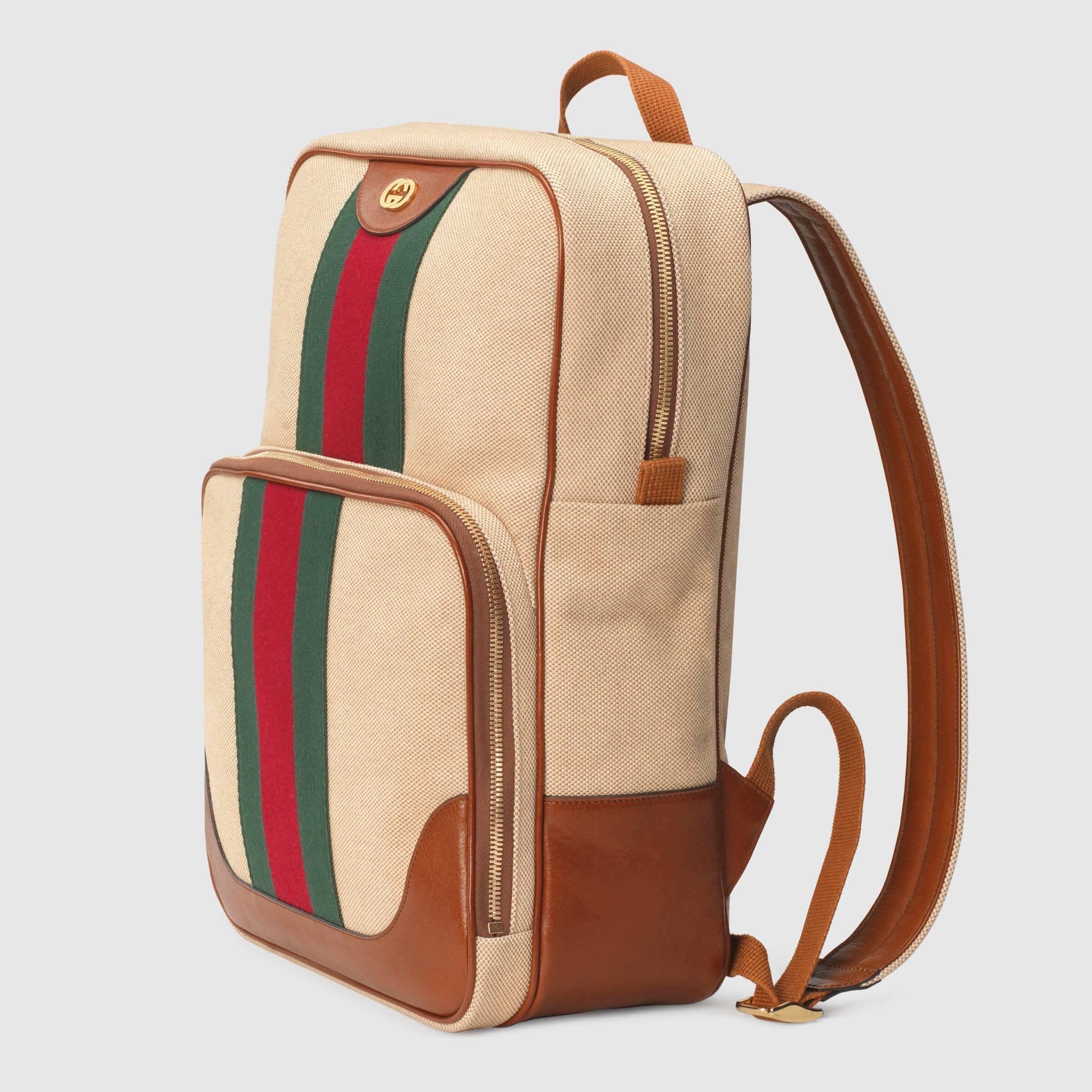 Gucci - Men - GG Retro Leather-trimmed Monogrammed Coated-canvas Backpack Neutrals