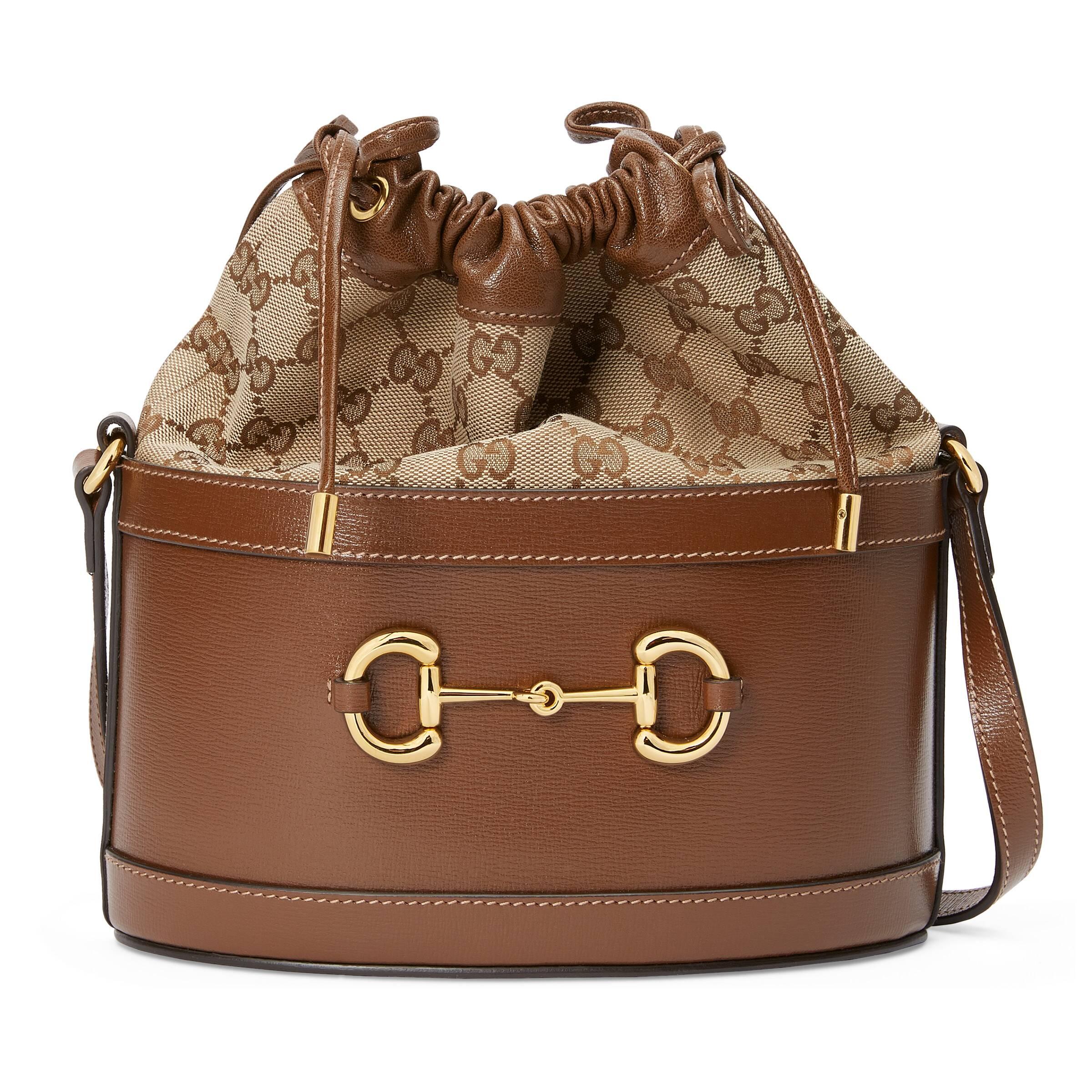 Gucci Canvas Horsebit 1955 Bucket Bag in Brown Lyst