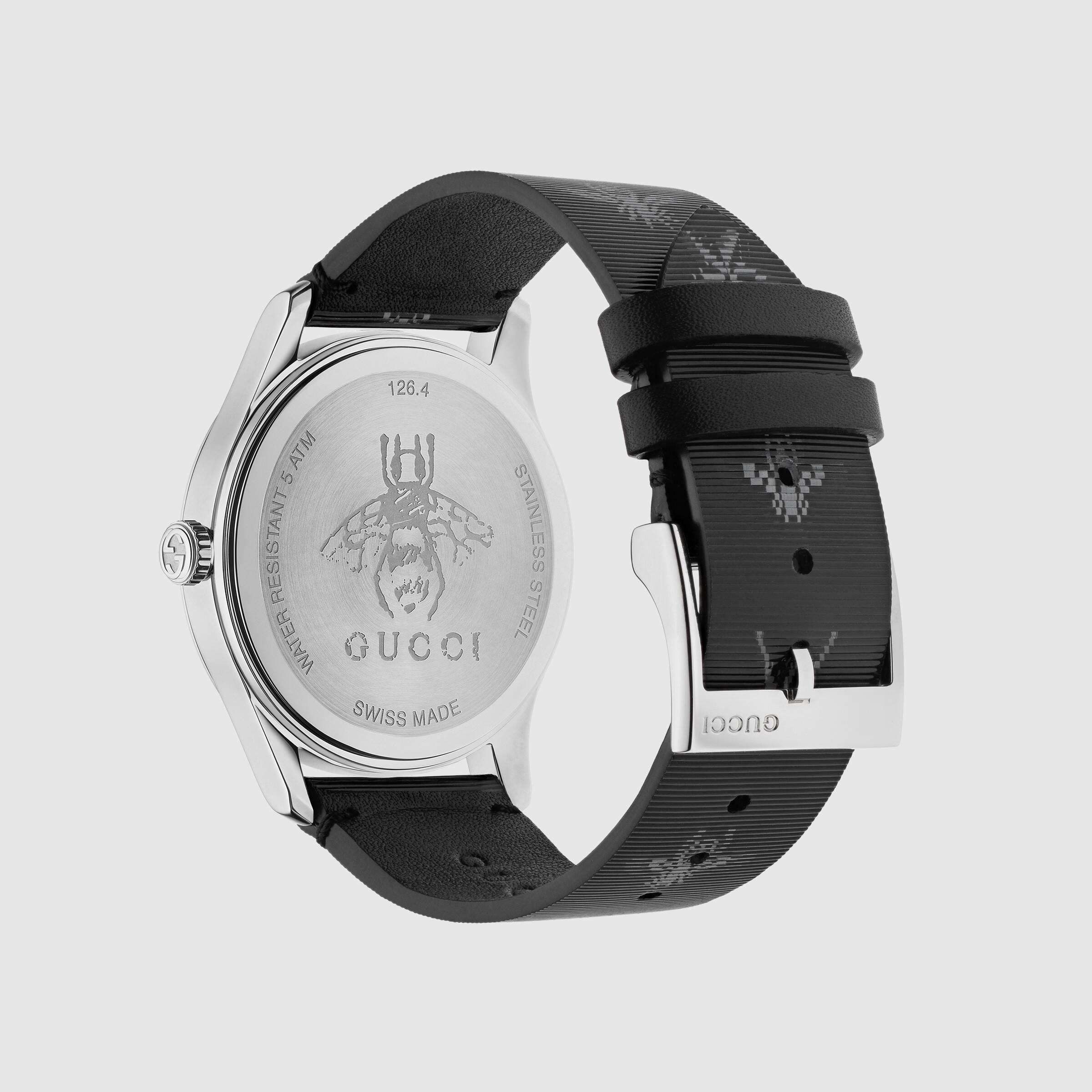 Gucci Leather Ya1264105 Unisex Gtimeless Hologram Detail Strap Watch