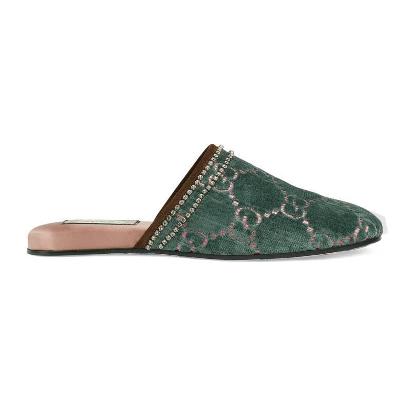 gucci green velvet slippers