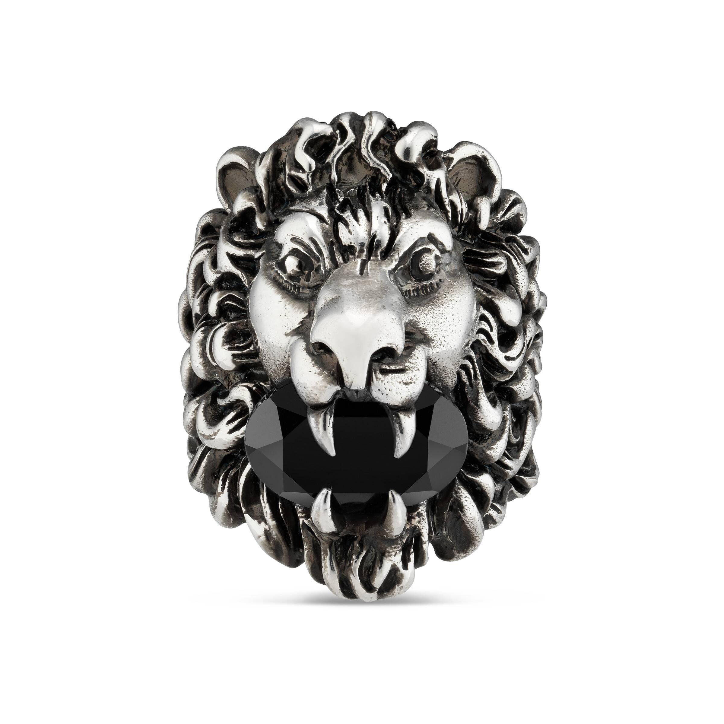 gucci black lion ring