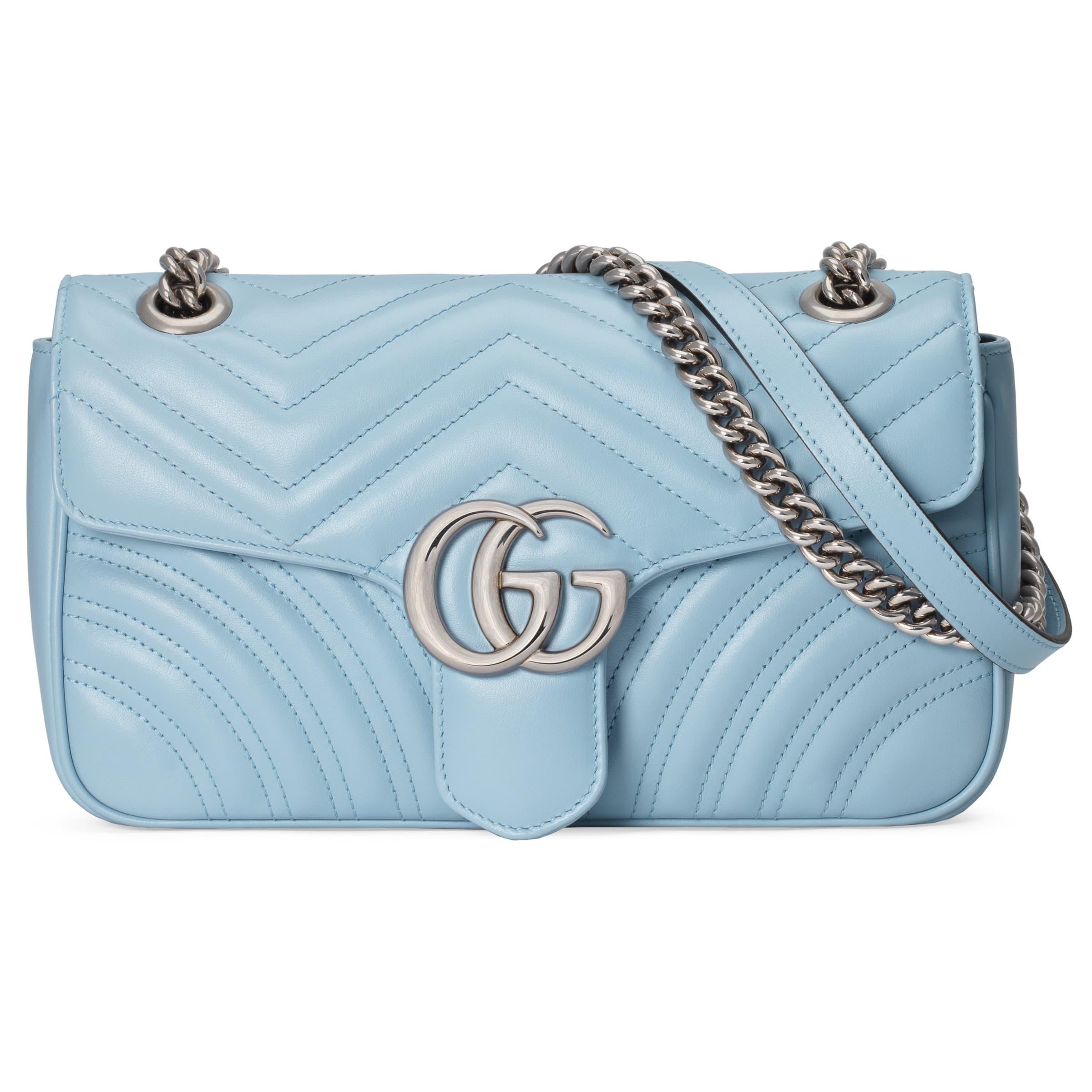 Gucci gg Marmont Small Shoulder Bag in Blue | Lyst UK
