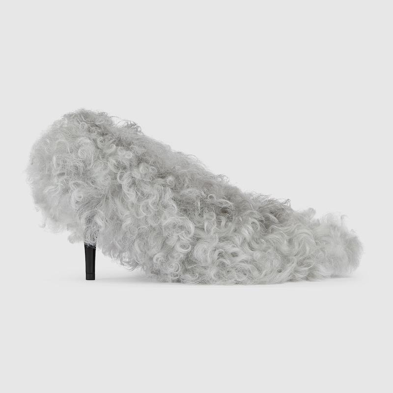 Gucci 97 Heeled Mule, Wool in Gray | Lyst