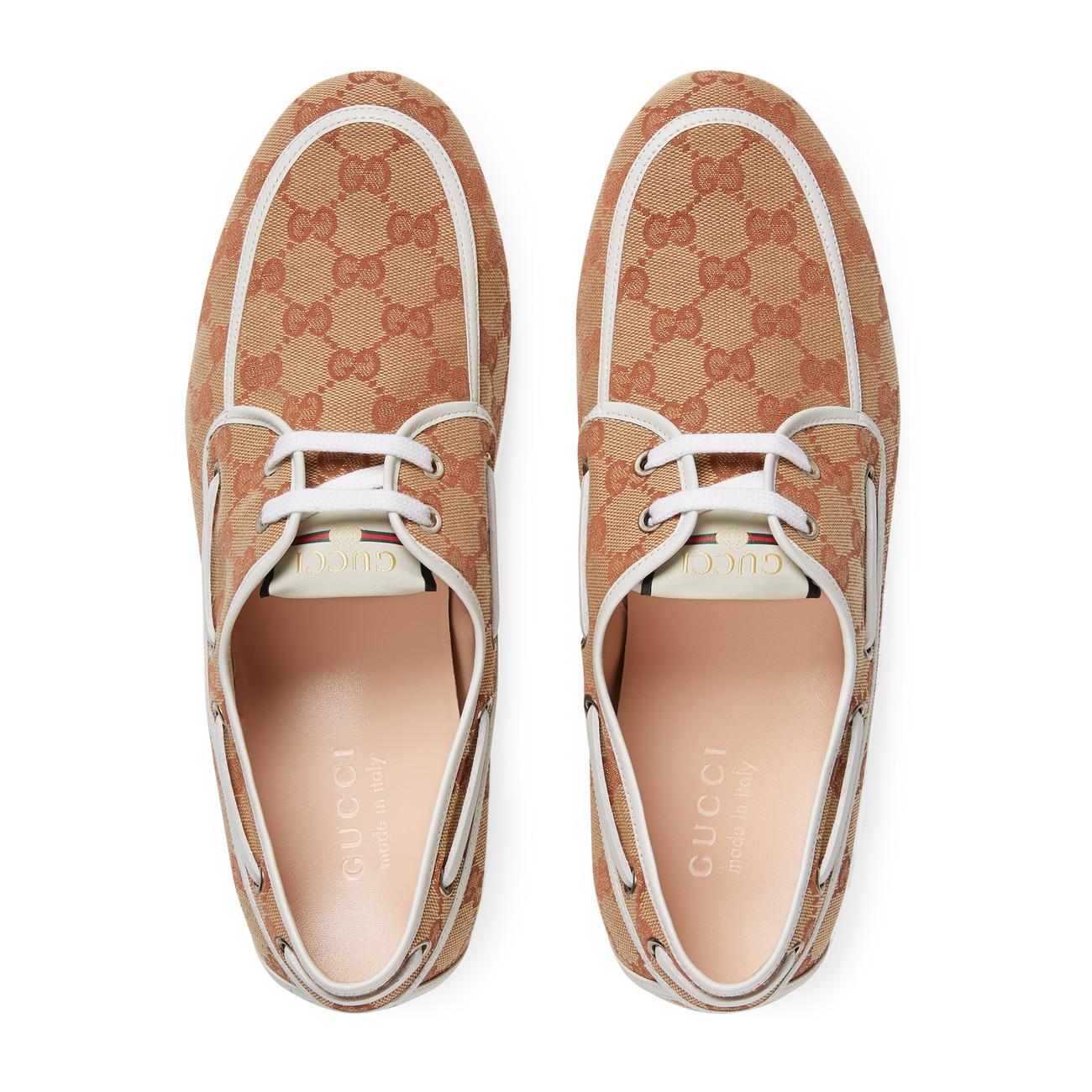 Gucci GG Canvas Boat Shoe in White for Men Lyst