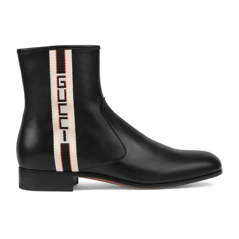 gucci stripe leather boot