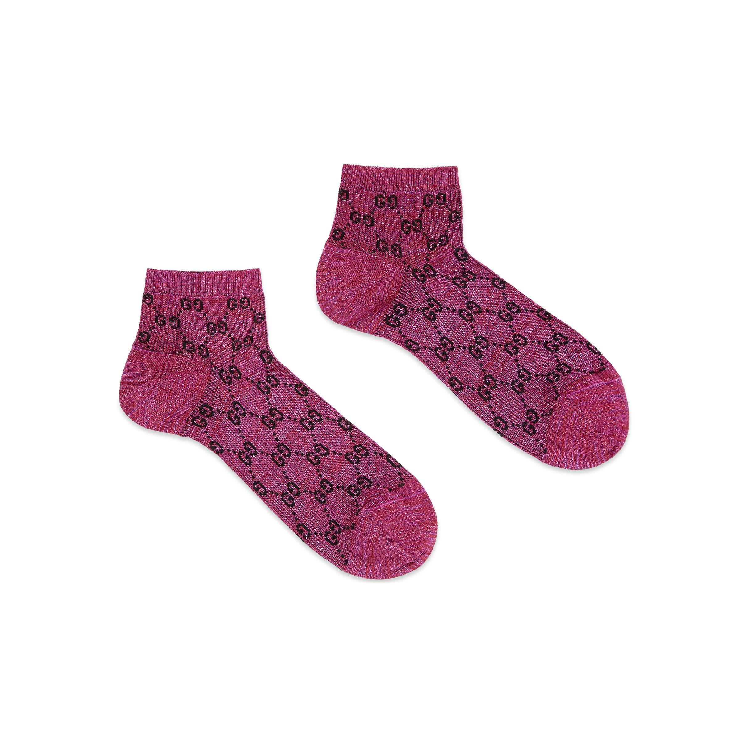Gucci gg Lamé Ankle Socks in Purple | Lyst