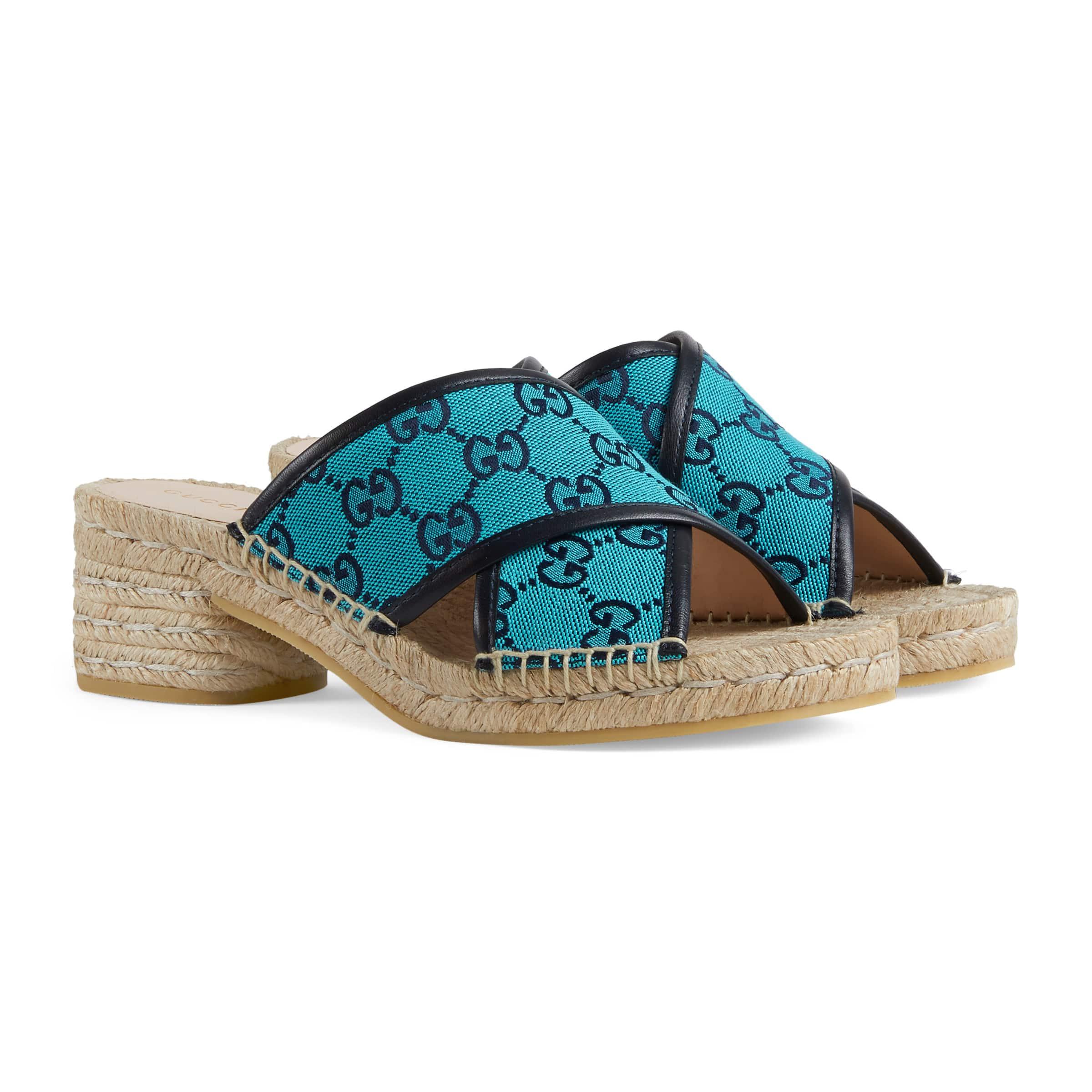 Gucci GG Multicolor Espadrille Sandal in Blue | Lyst
