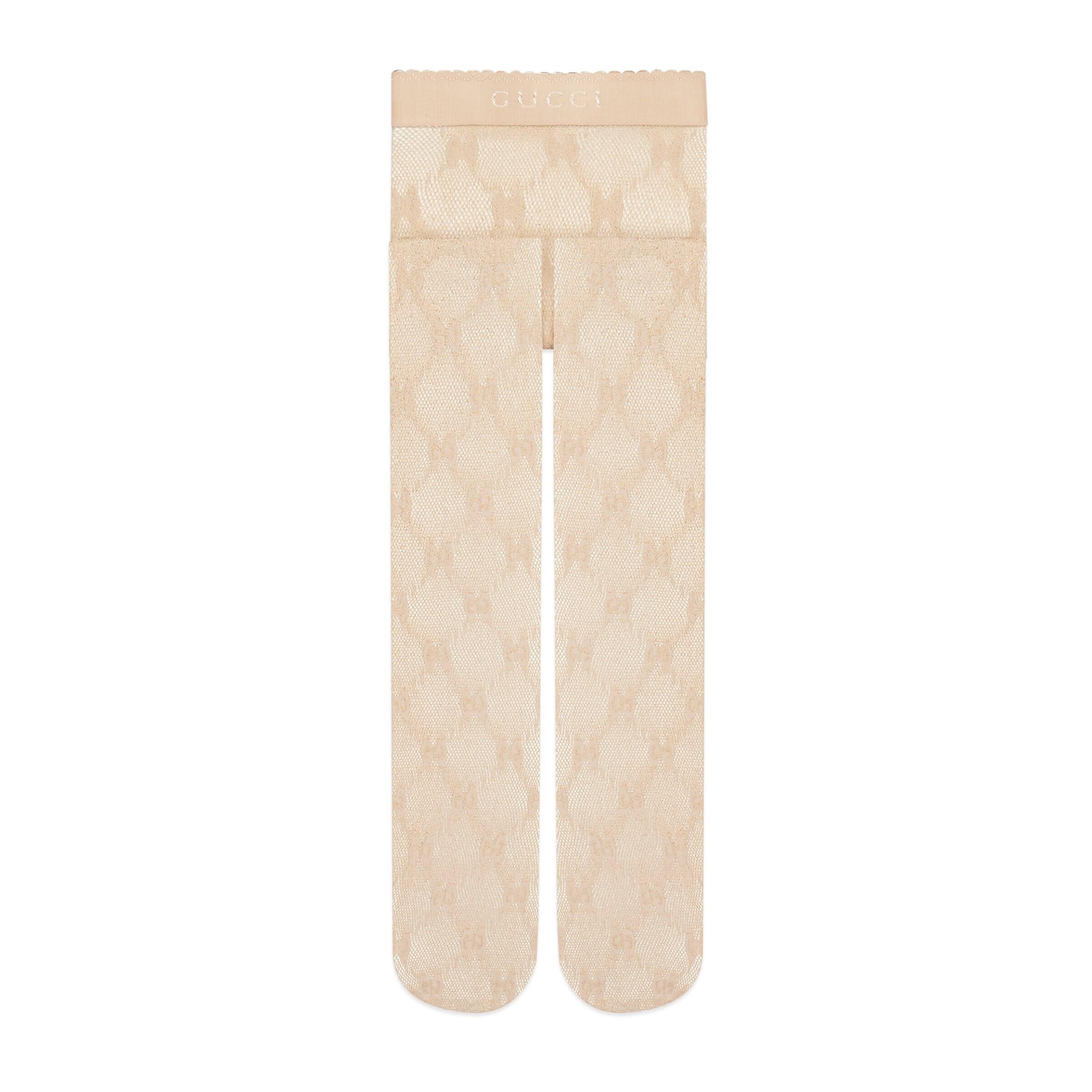 Gucci GG Knit Tights in Natural Lyst