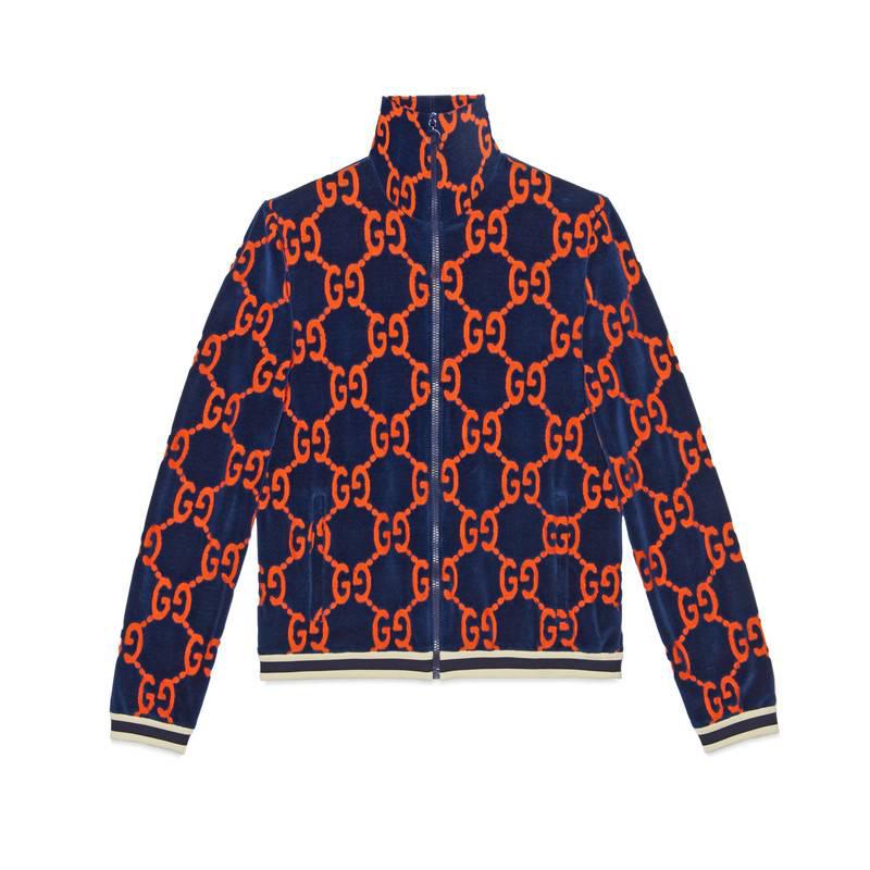 Gucci Gg Chenille Jacket in Blue for Men | Lyst