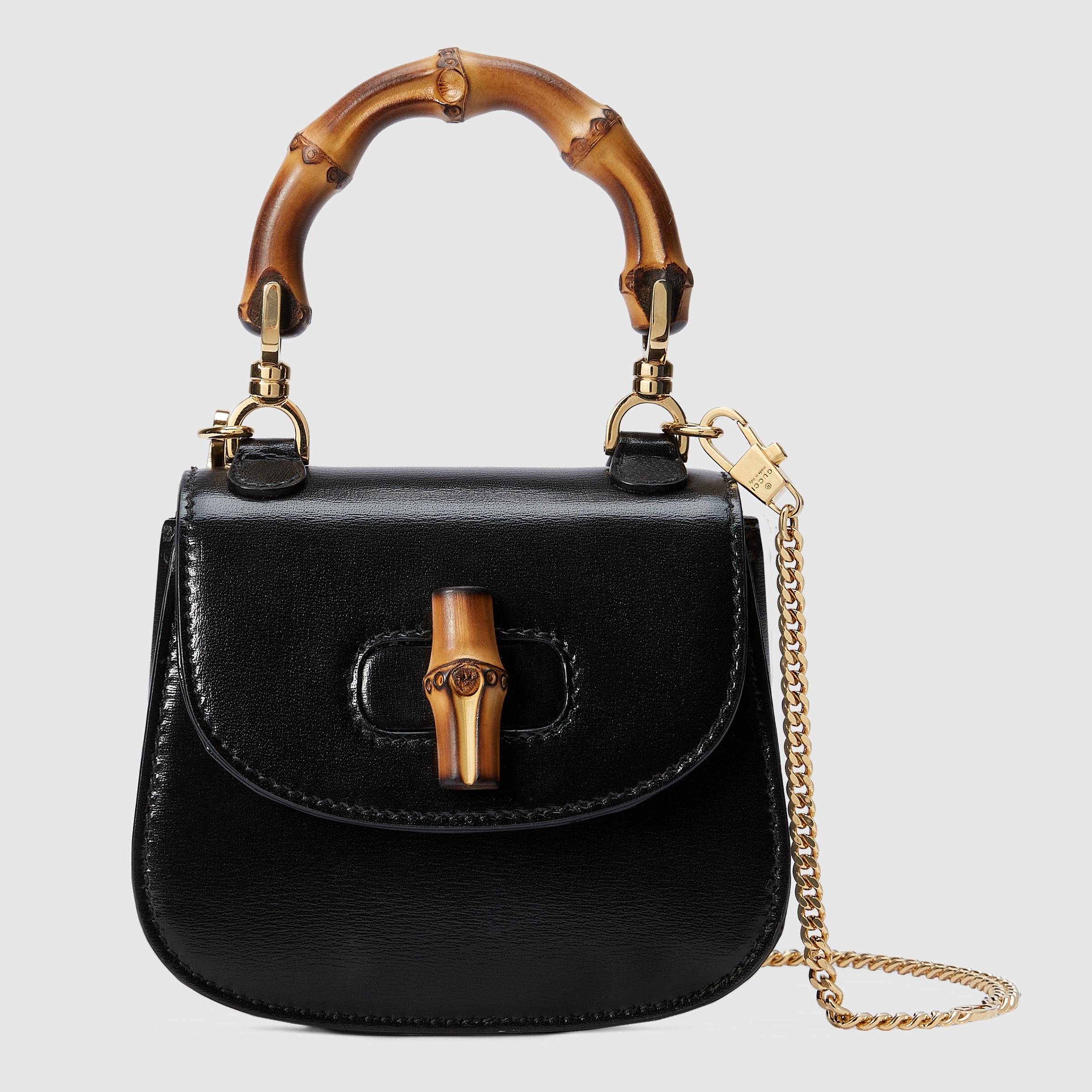 Gucci Bamboo 1947 mini top handle bag in black patent leather