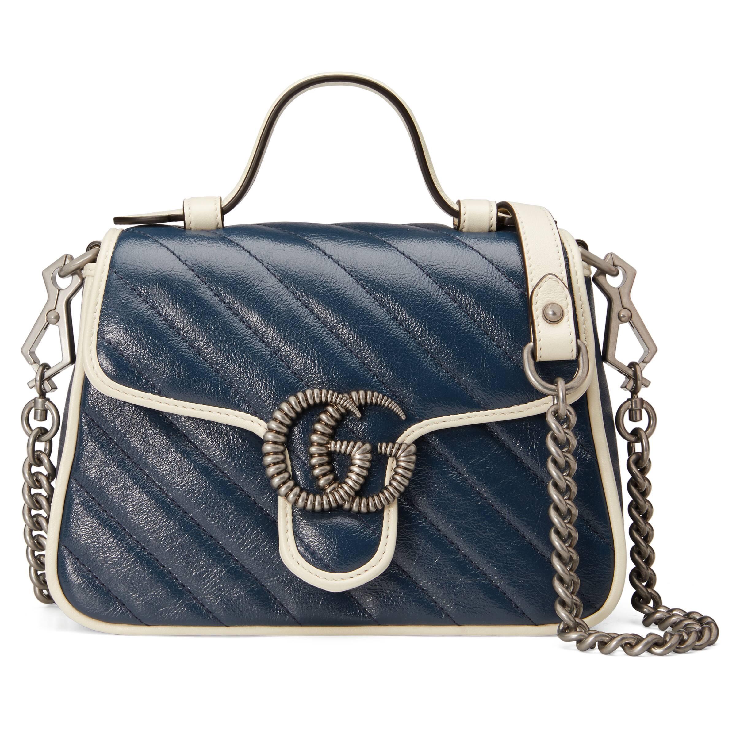 Gucci GG Marmont Mini Top Handle Bag in Blue
